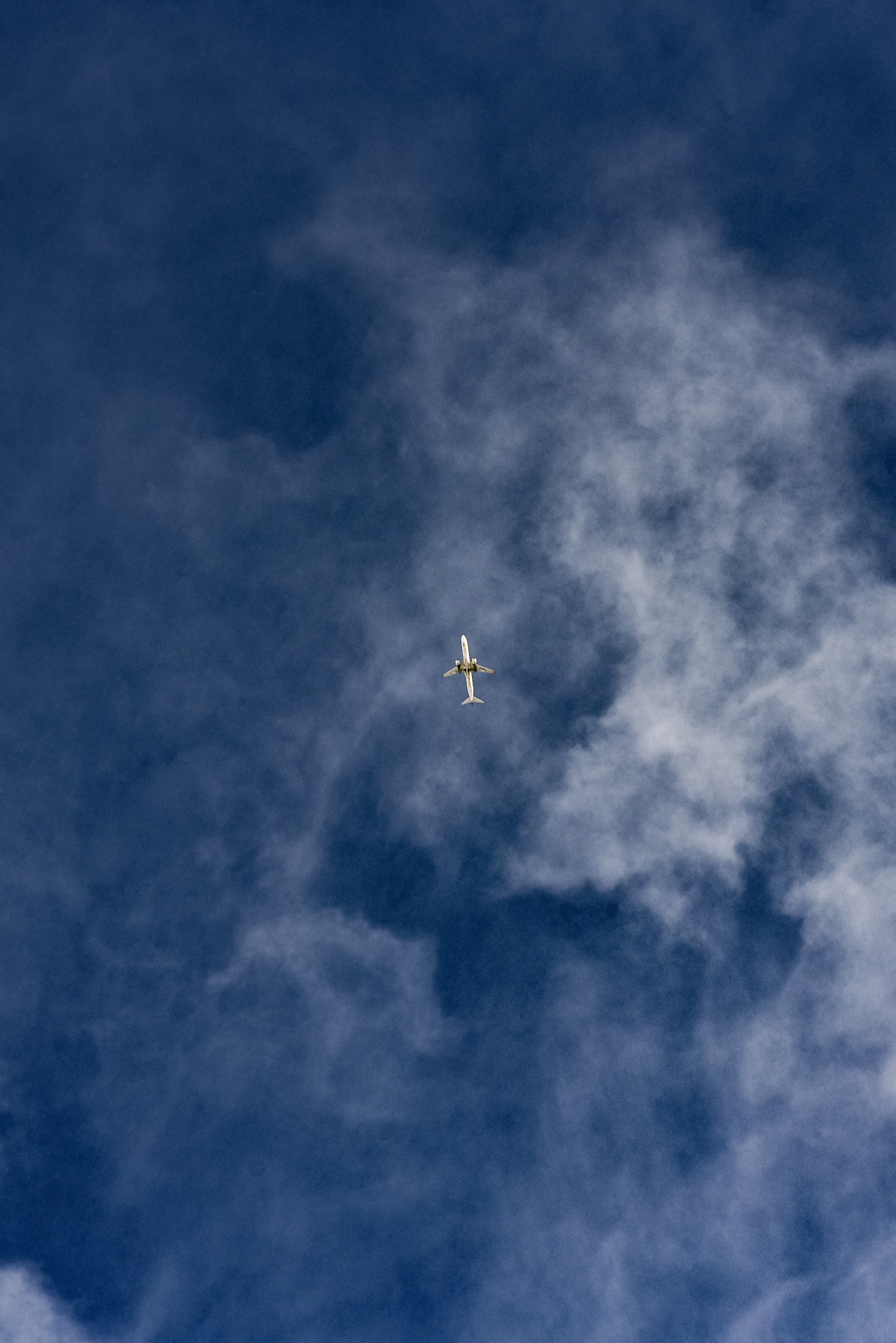 miscellaneous, sky, clouds, miscellanea, flight, plane, airplane, bottom view Smartphone Background