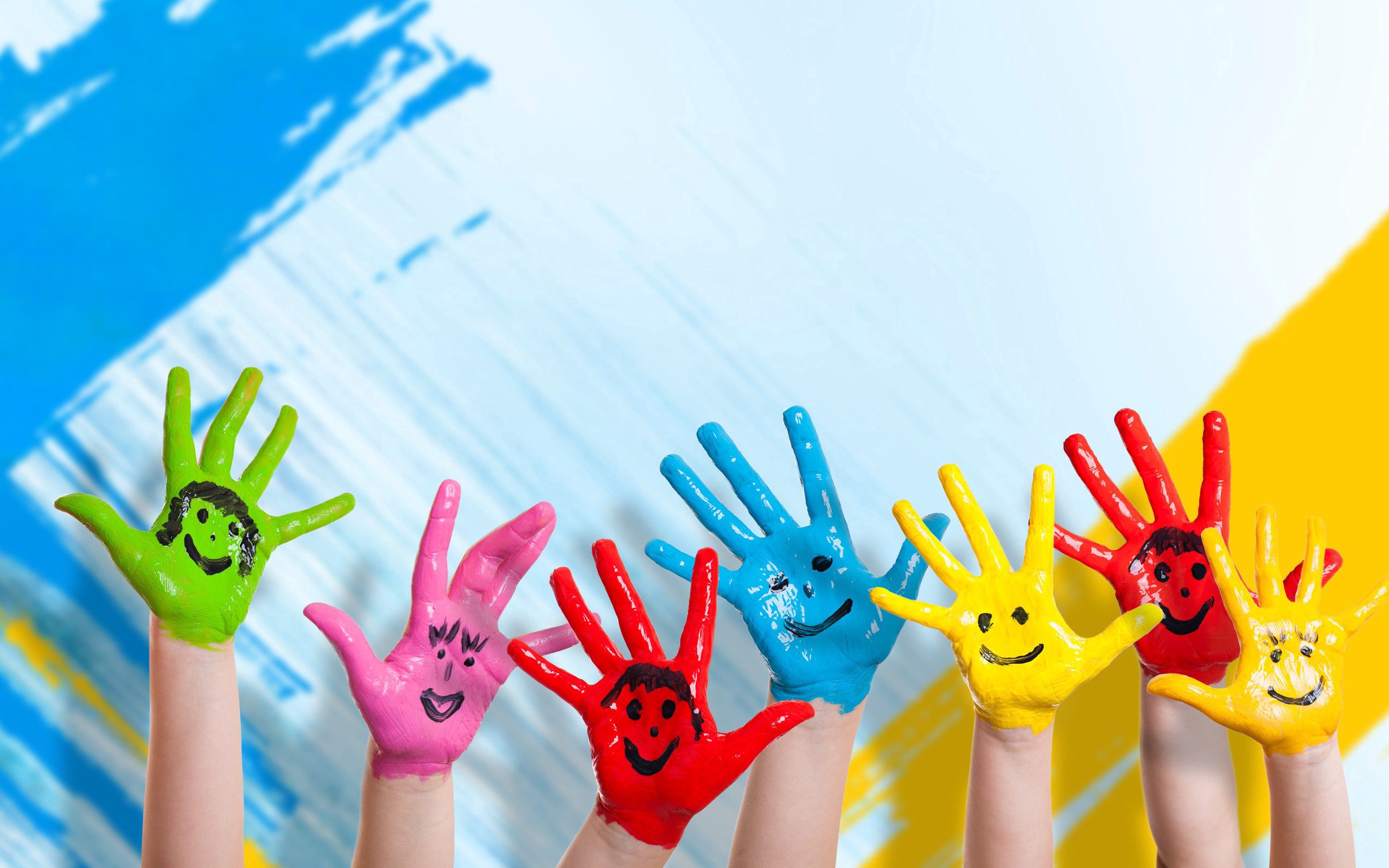 vertical wallpaper happiness, children, paint, positive, hands, smiles, smile, miscellanea, miscellaneous