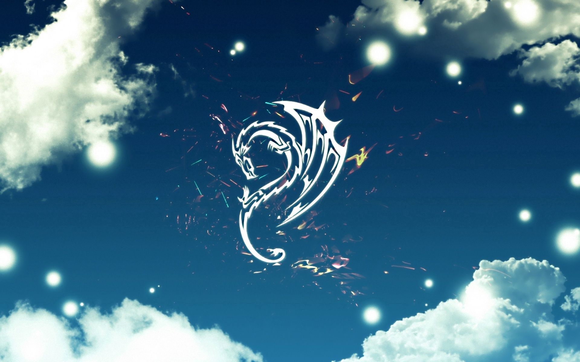 dragon, abstract, sky, clouds 32K