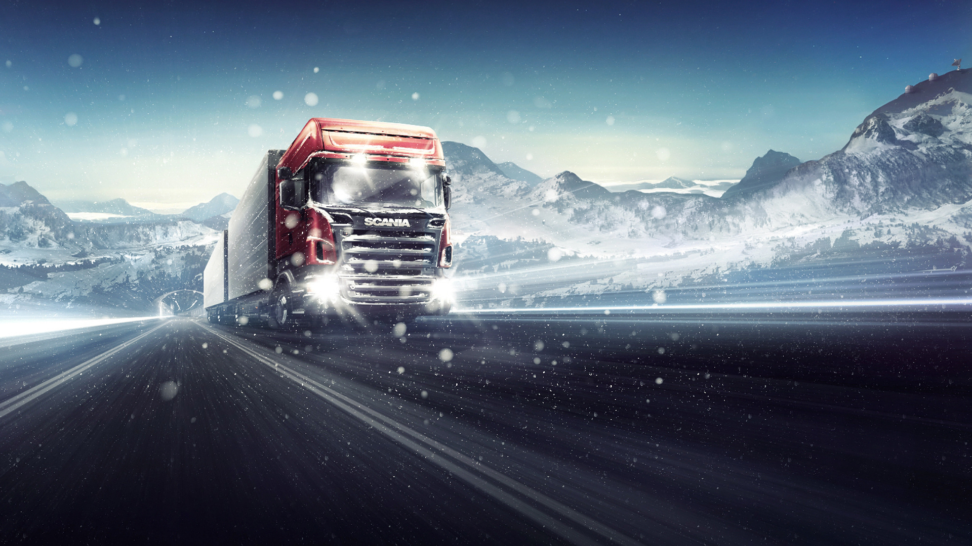 Laden Sie das Transport, Auto, Winter, Roads, Mountains, Trucks-Bild kostenlos auf Ihren PC-Desktop herunter