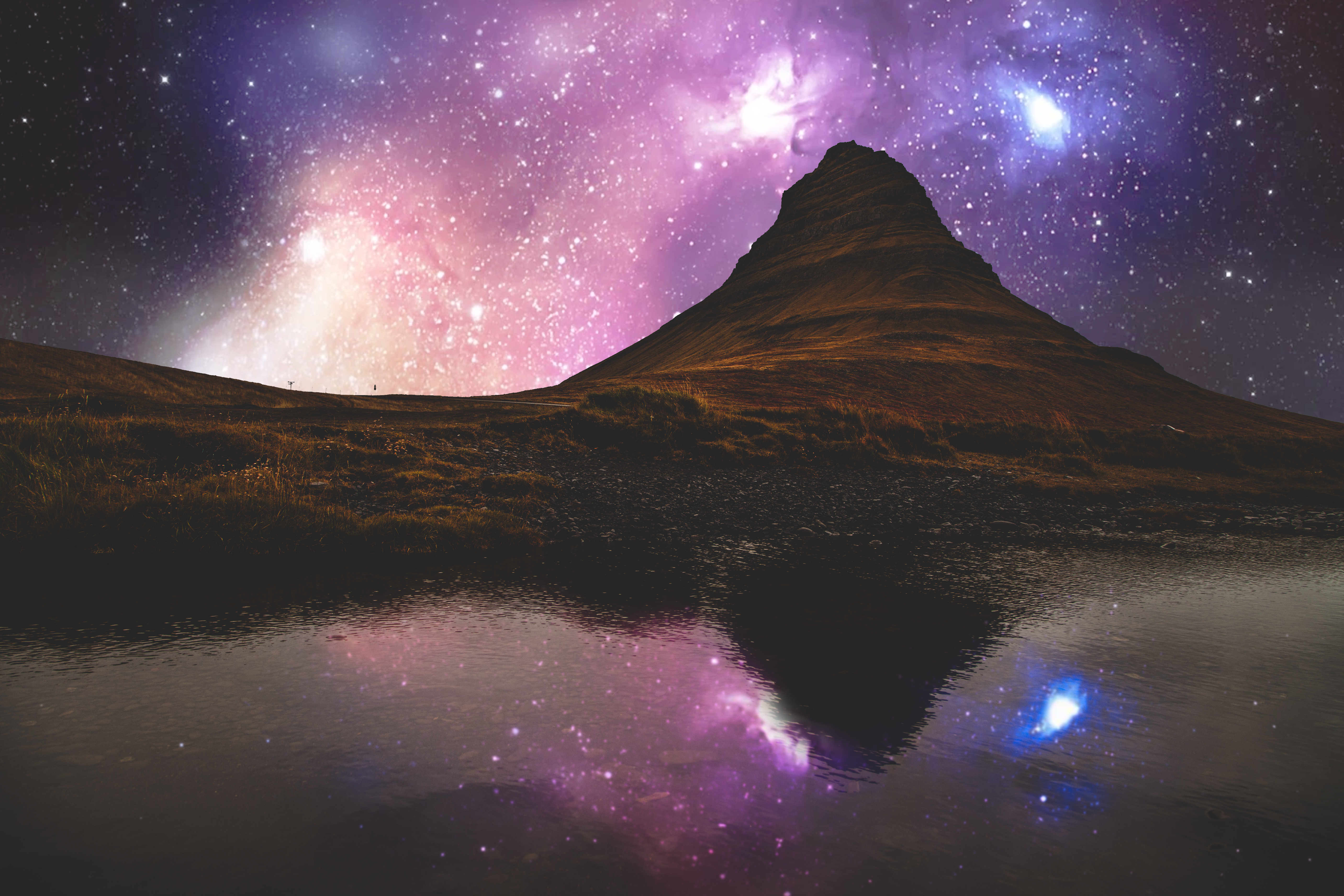 Free Images rivers, starry sky, hill, nature Iceland