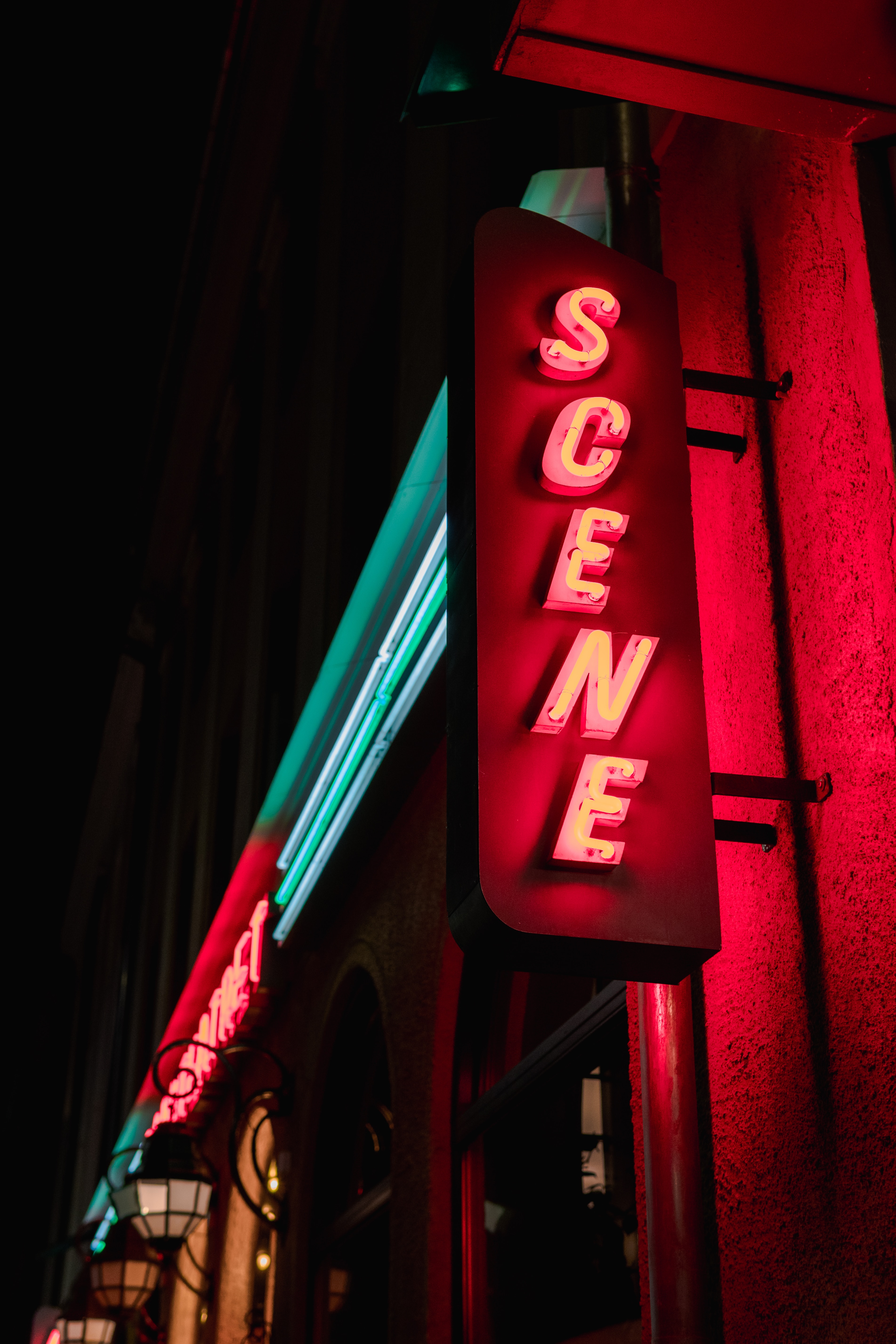 neon, scene, shine, signboard Panoramic Wallpapers