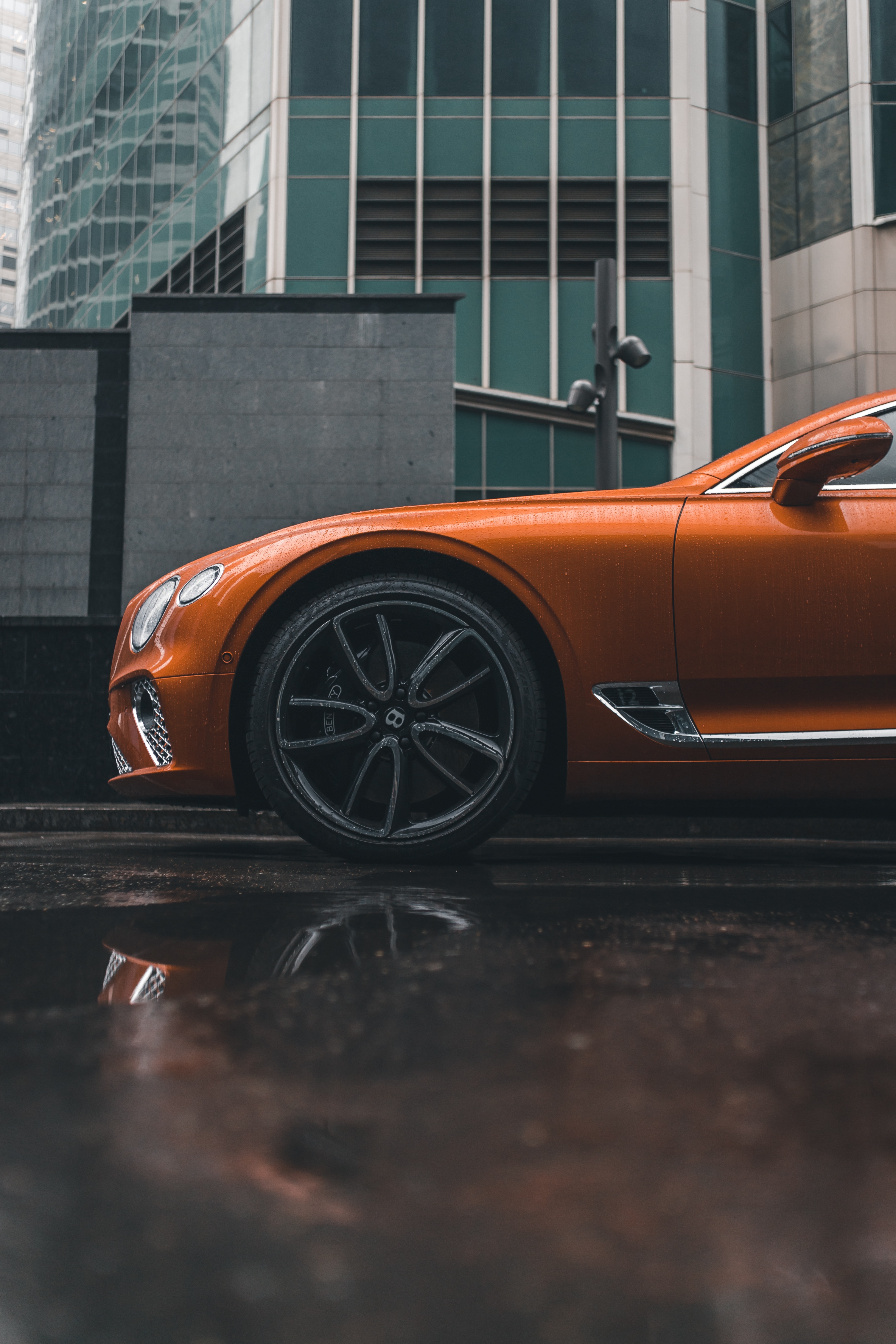 66495 Screensavers and Wallpapers Bentley for phone. Download bentley, cars, orange, car, machine, side view, wheel, bentley continental gt pictures for free
