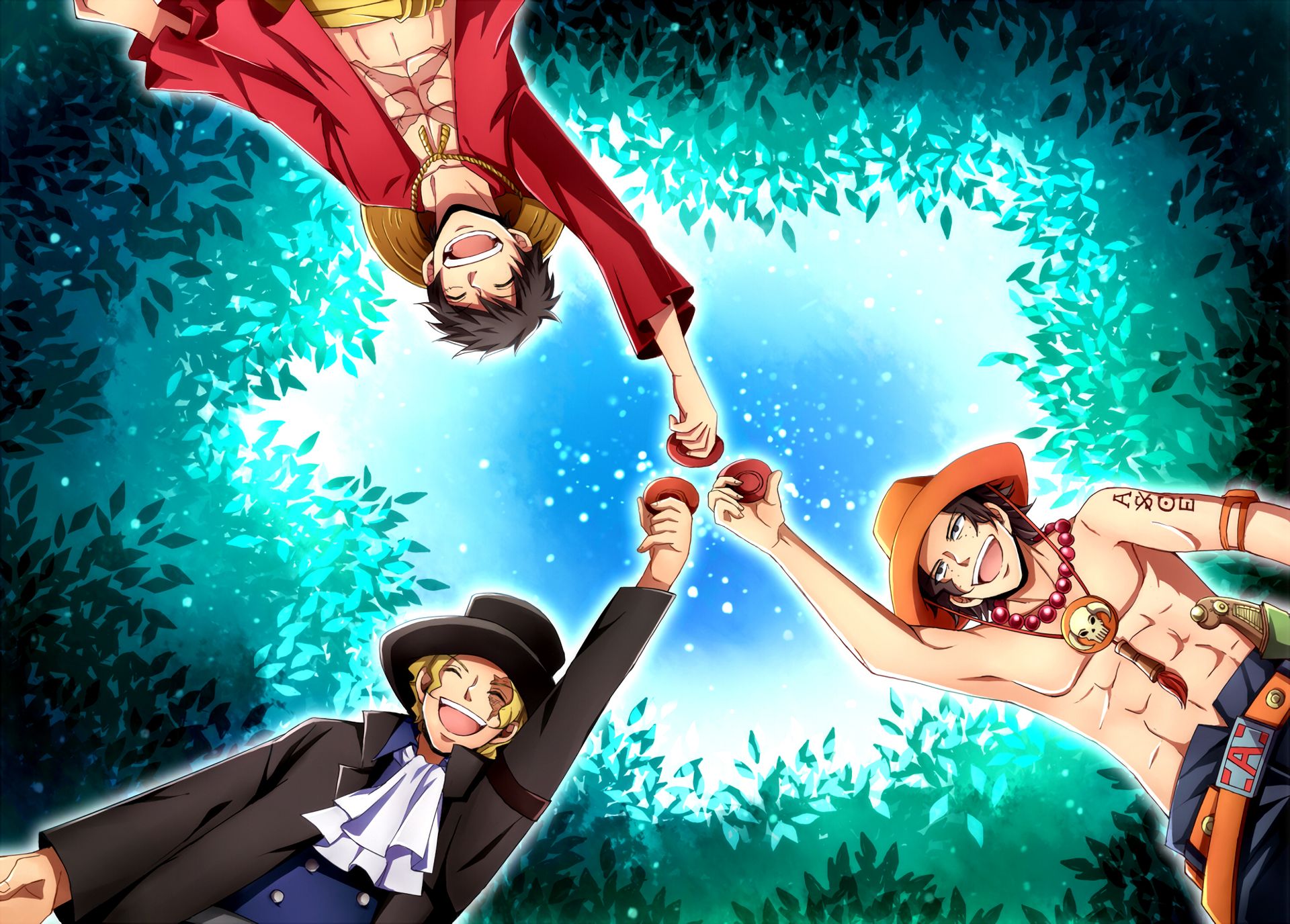 monkey d luffy, anime, one piece, portgas d ace, sabo (one piece) Phone Background