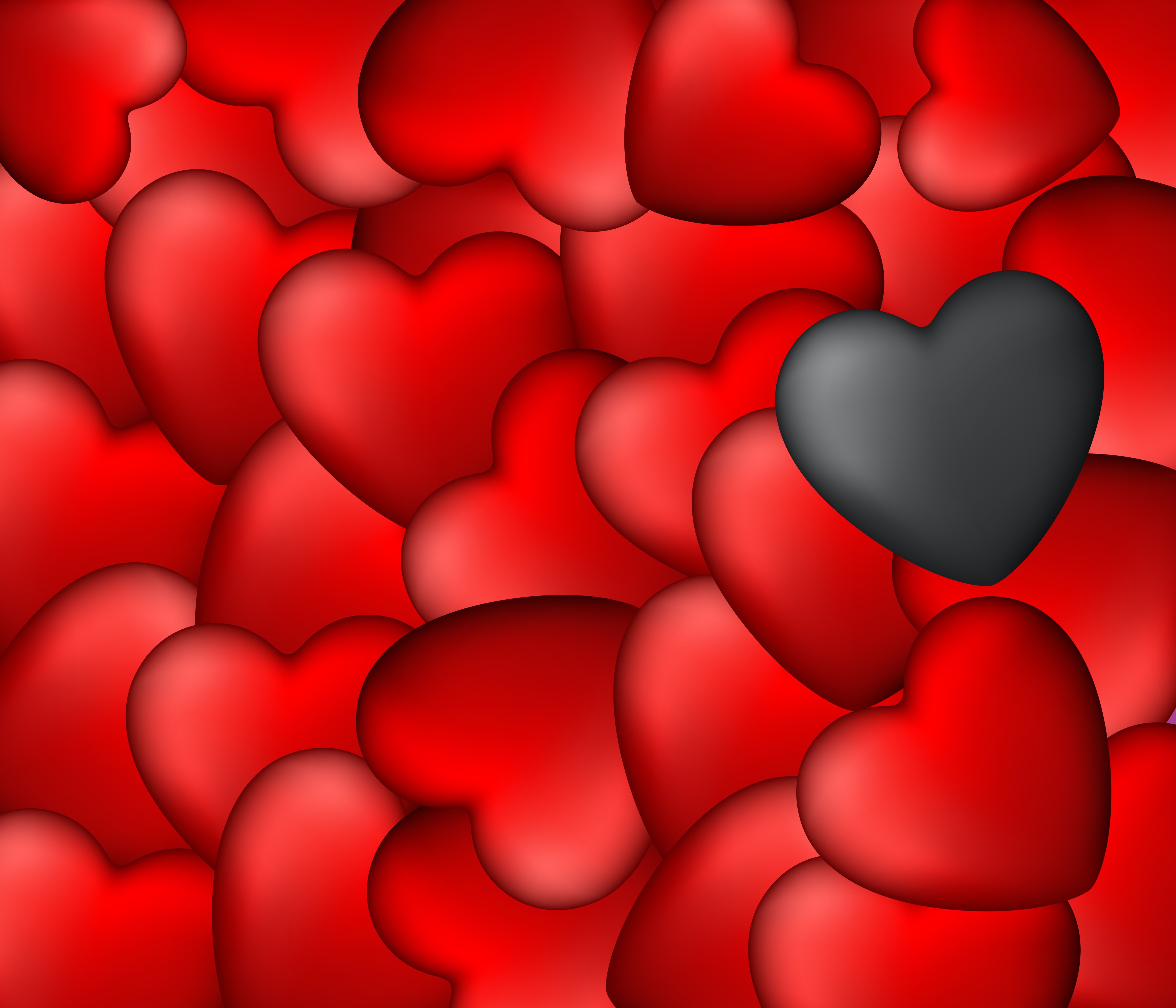 68653 download wallpaper love, art, hearts, black, red screensavers and pictures for free