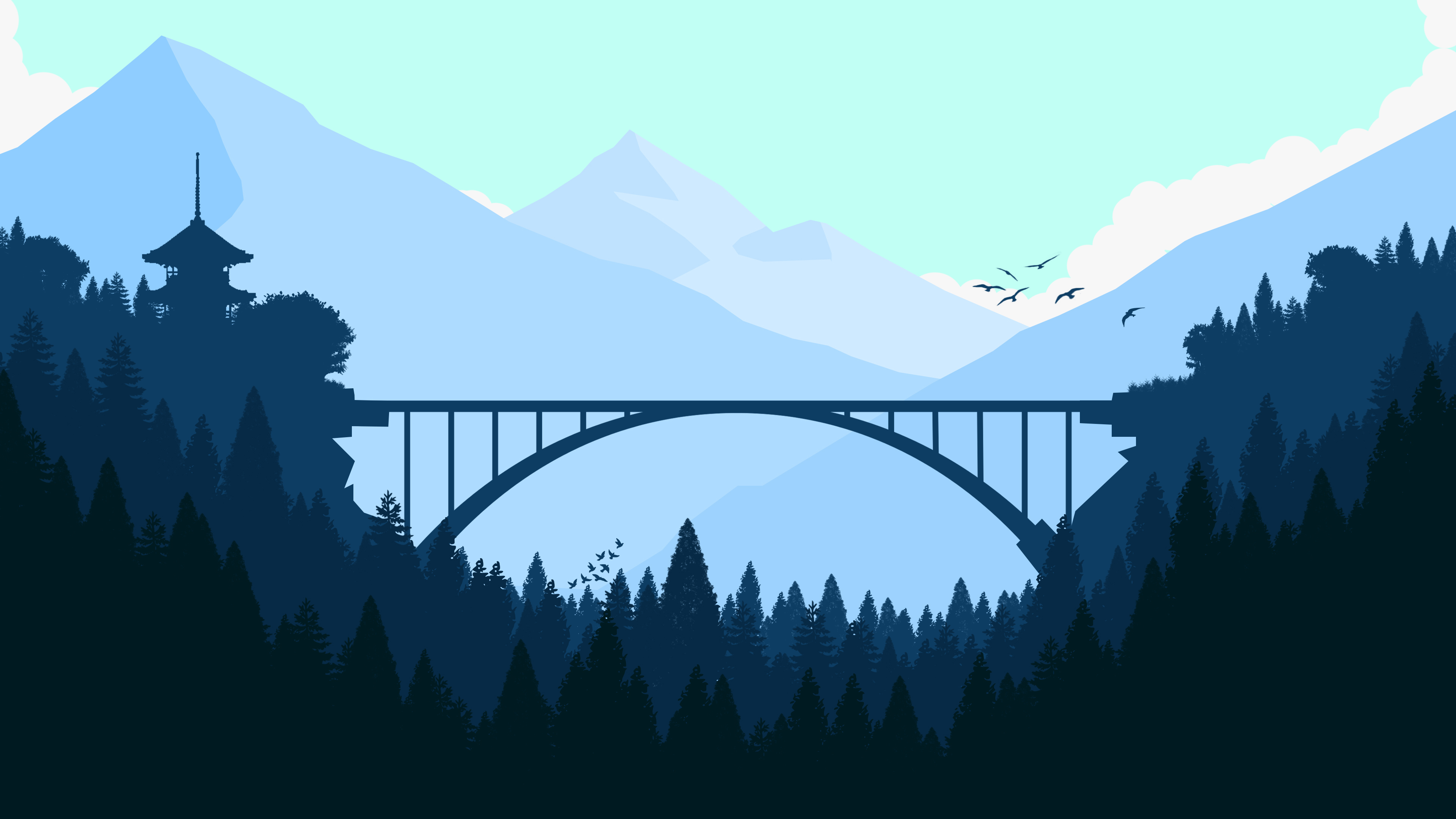 Smartphone Background bridge, mountain, artistic