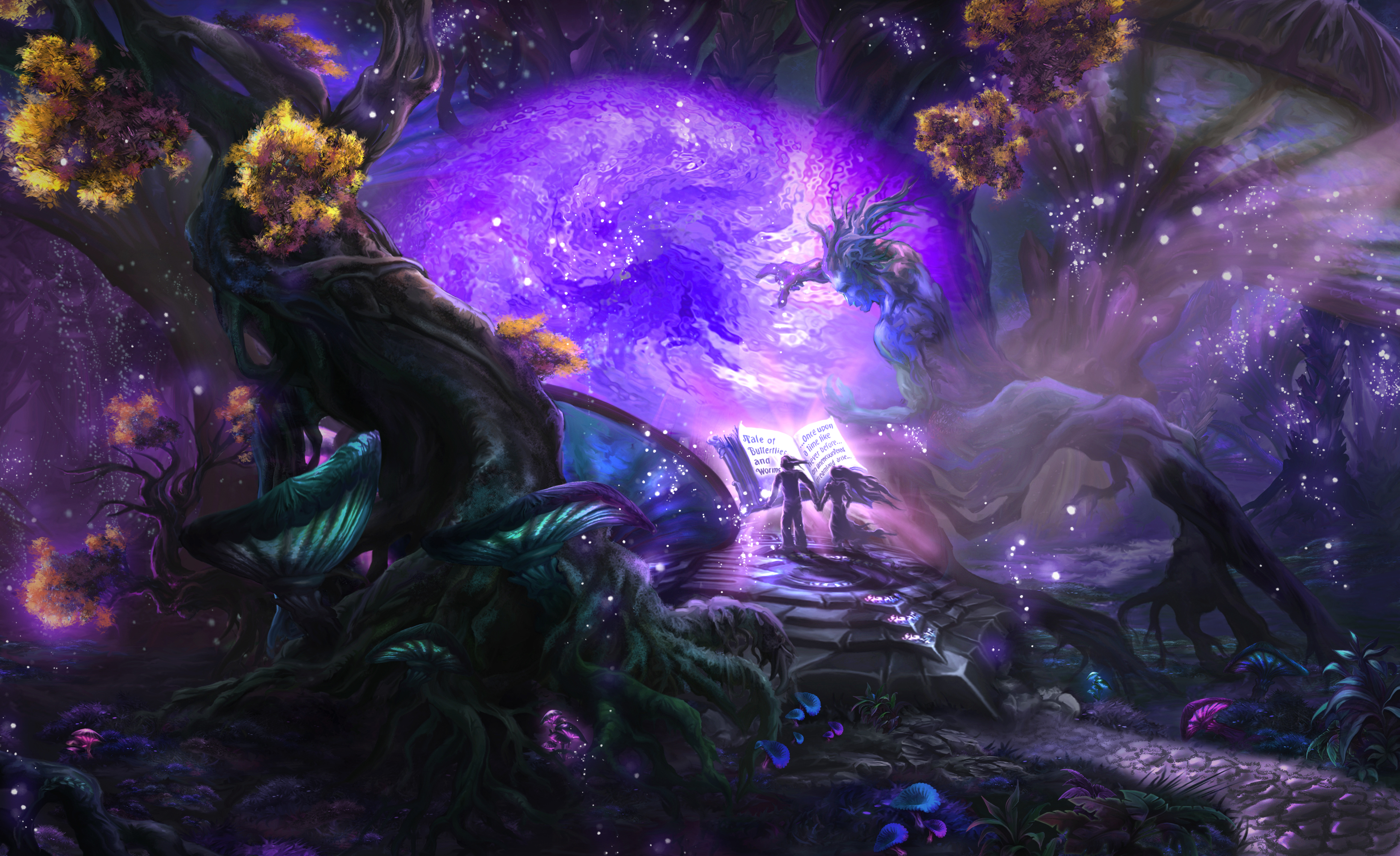 magic, fantasy, people, portal, tree, underwater