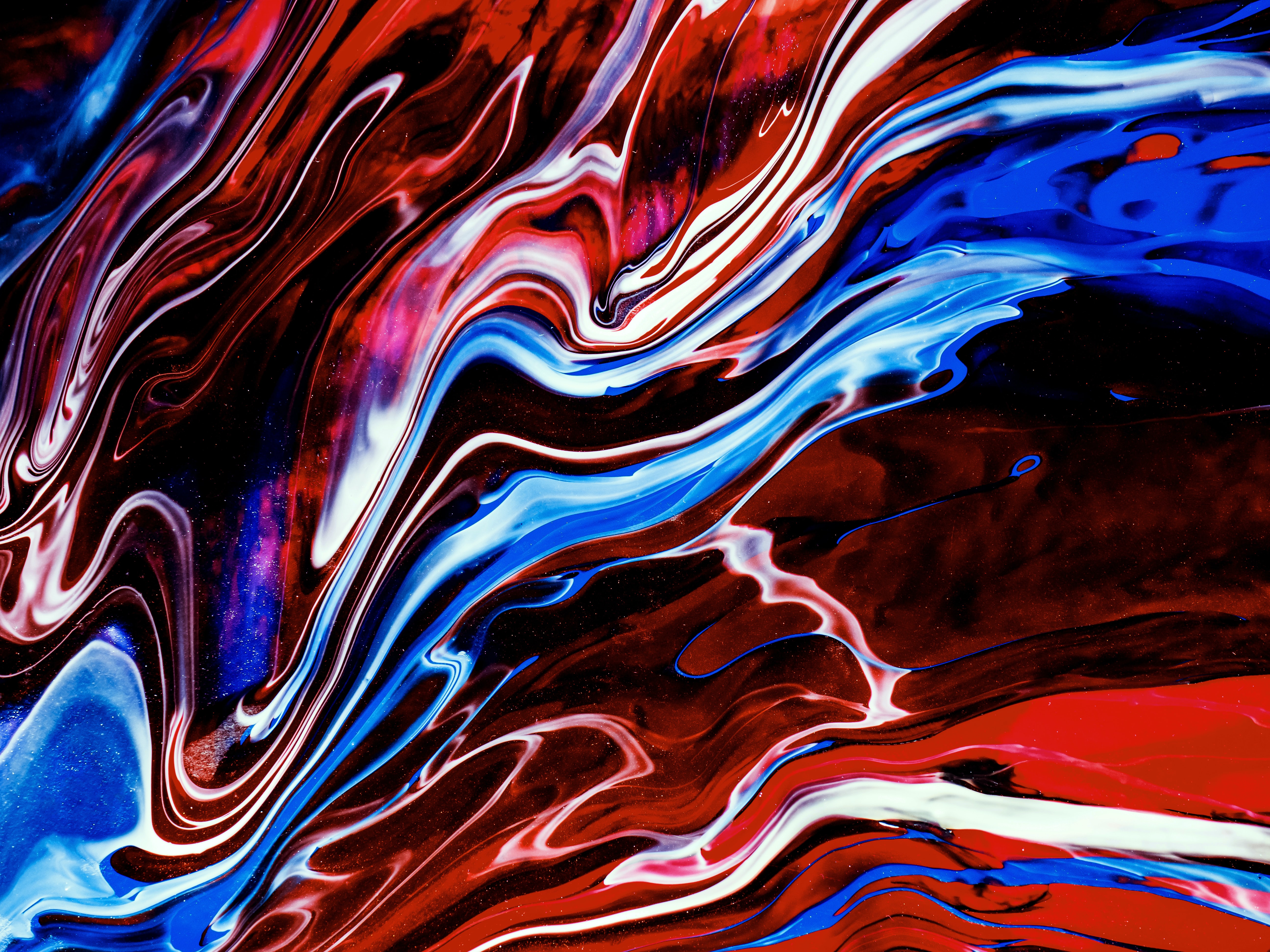 Mobile Wallpaper Fluid Art abstract, motley, multicolored, red