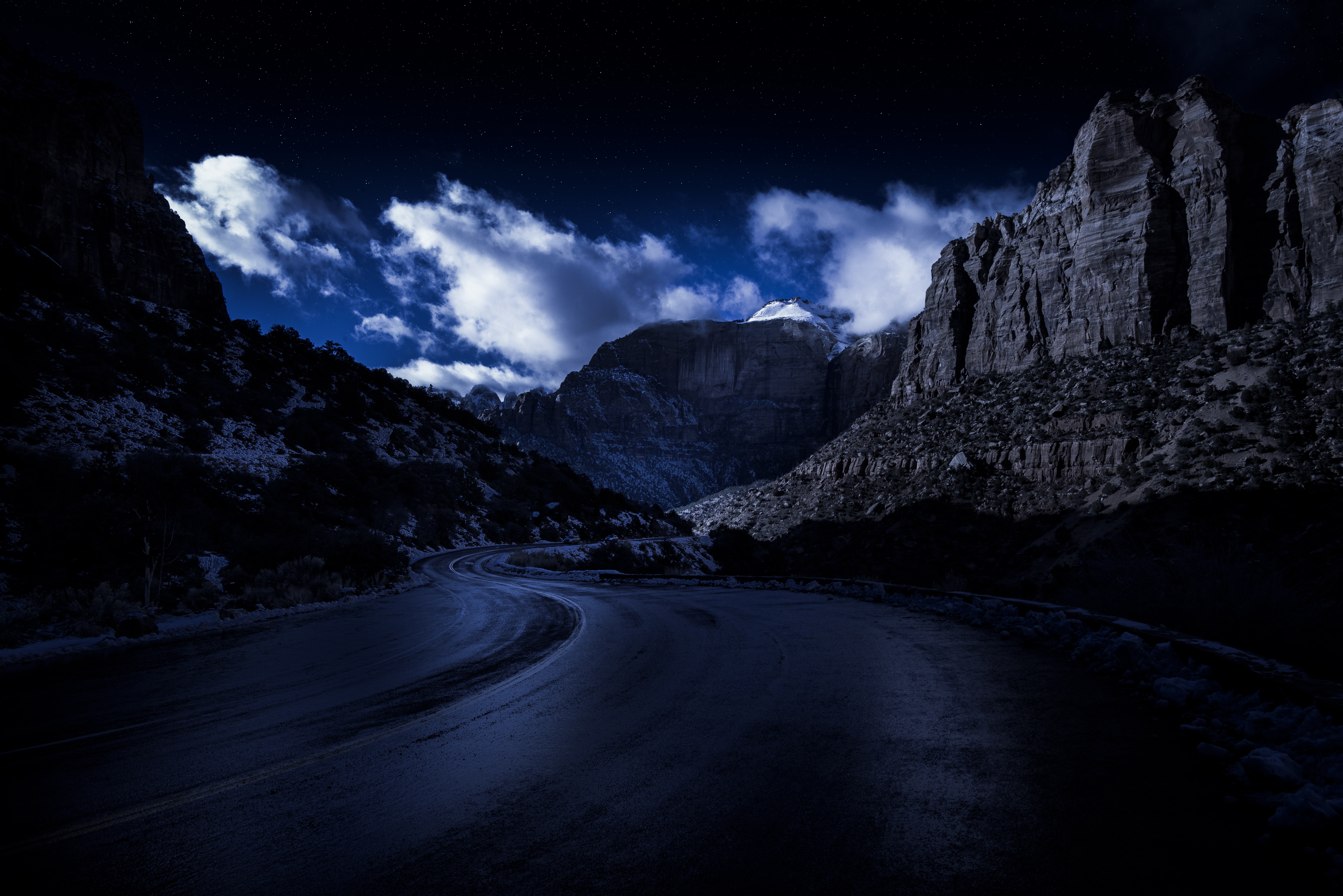 sky, nature, rocks, road, evening 1080p