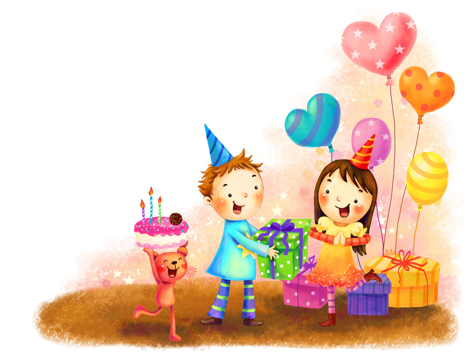 holiday, birthday, balloon, child, teddy bear Full HD