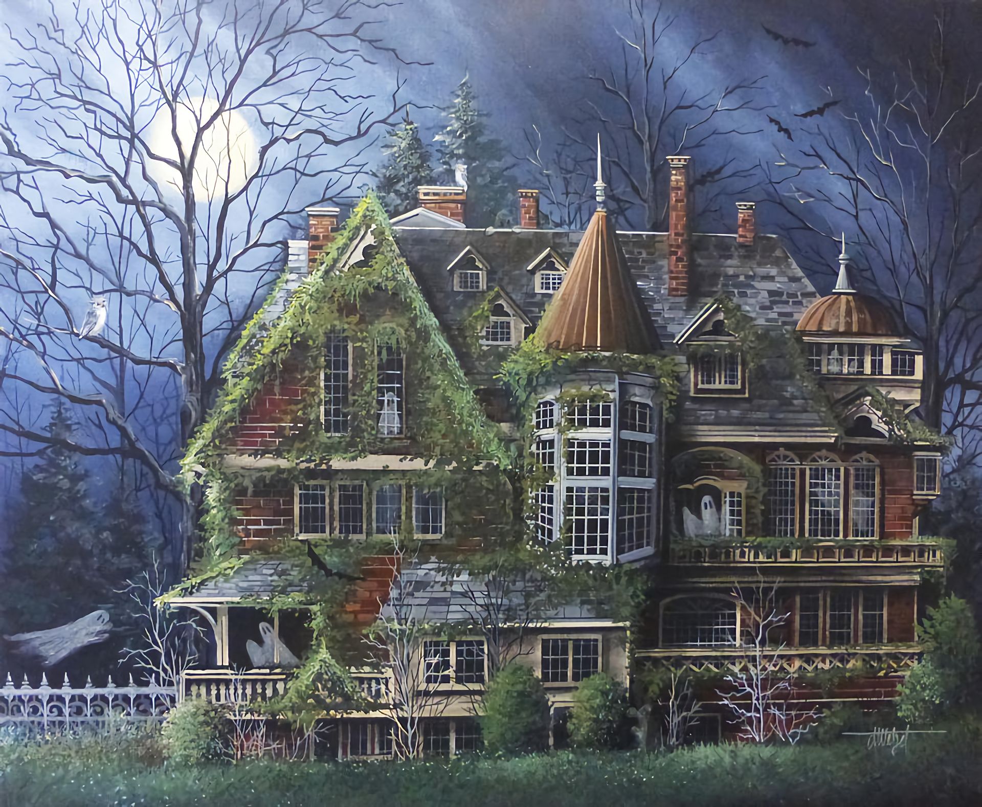 Download Phone wallpaper house, holiday, halloween, haunted