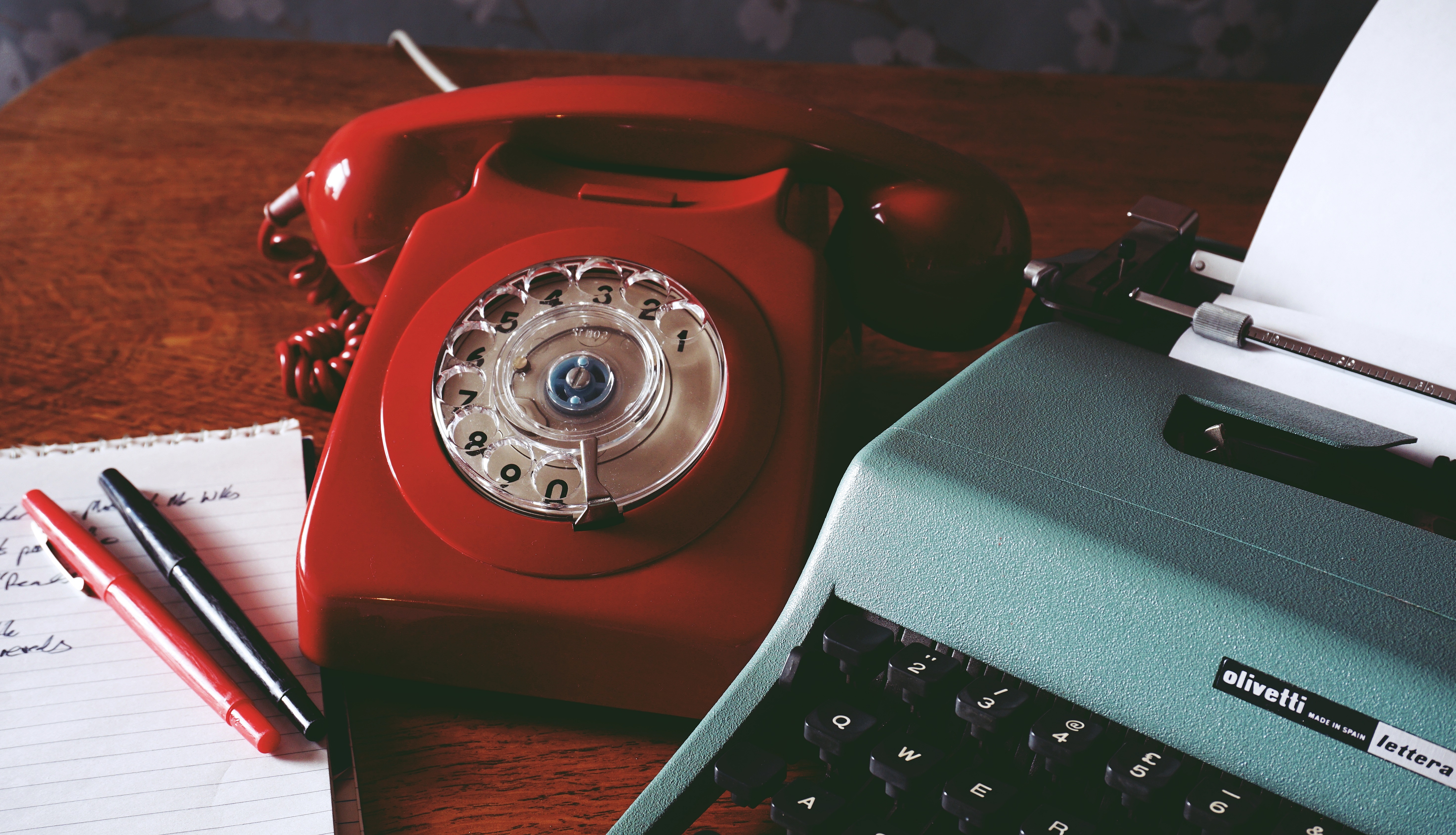 telephone, vintage, red, miscellanea, miscellaneous, retro QHD