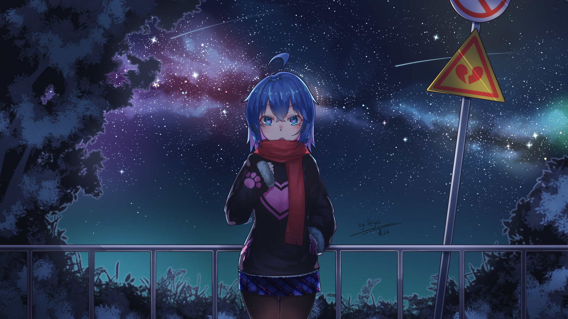 desktop and mobile original, anime, pantyhose, blue hair