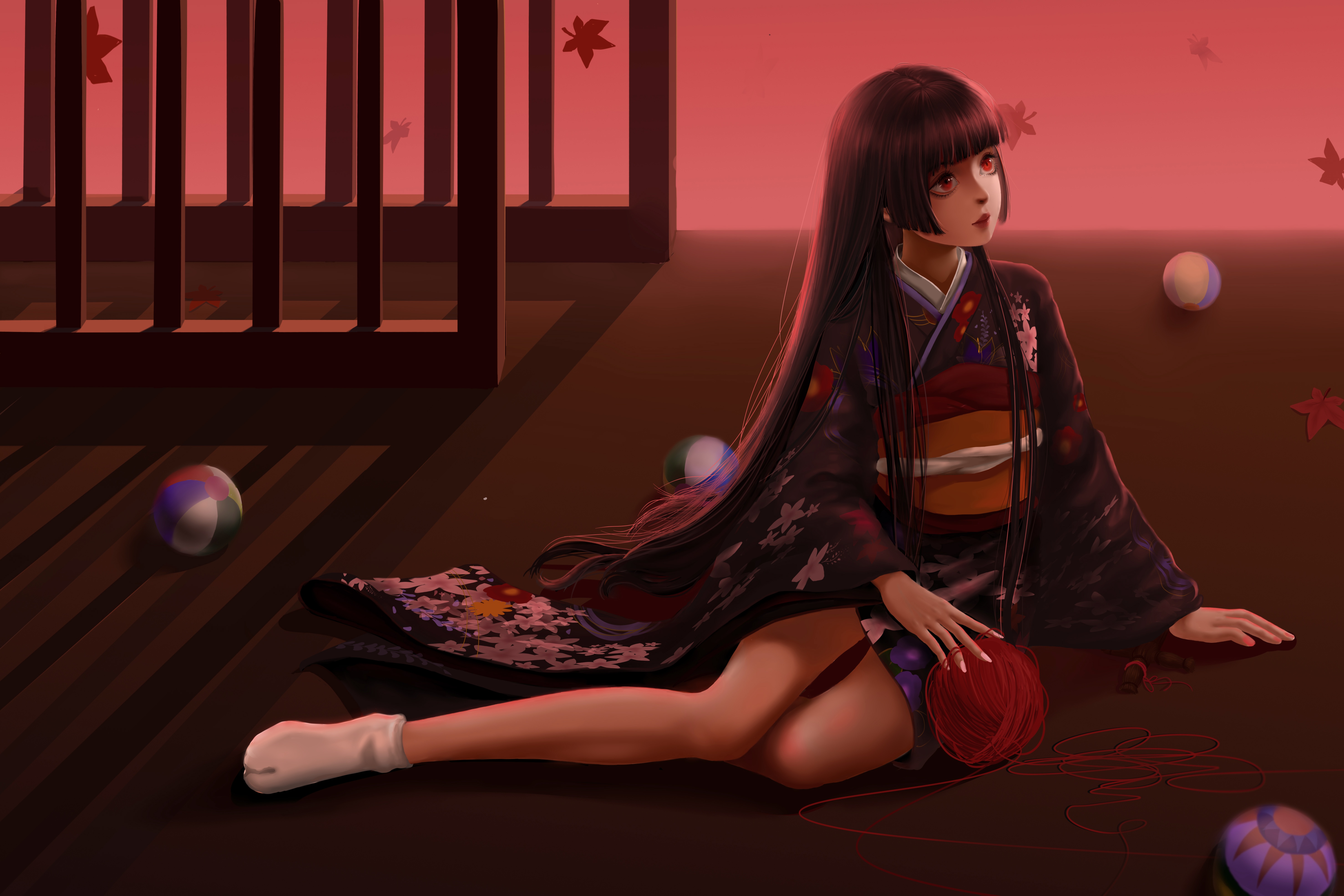 Энма ай в кимоно