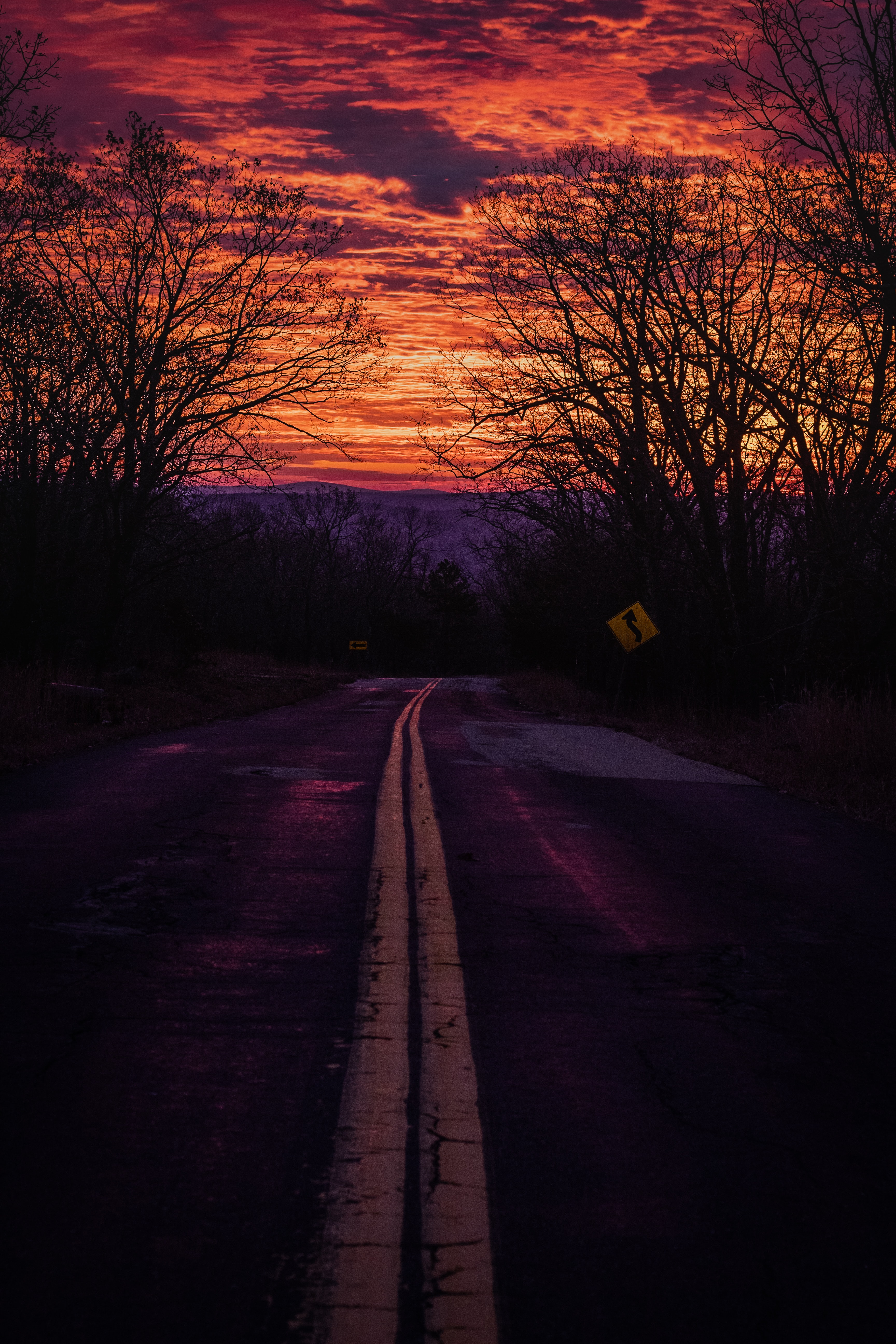 Mobile Wallpaper: Free HD Download [HQ] nature, markup, road, sunset