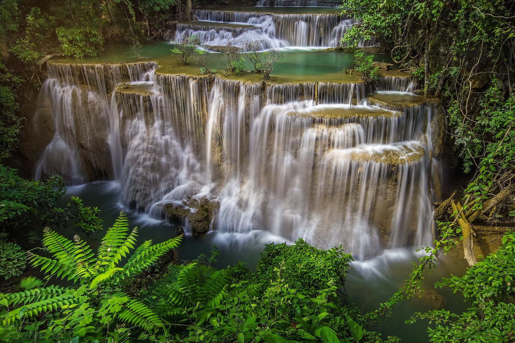 壁紙，季节，秋季，瀑布，泰国，公园，Erawan waterfall，大自然，下载，照片