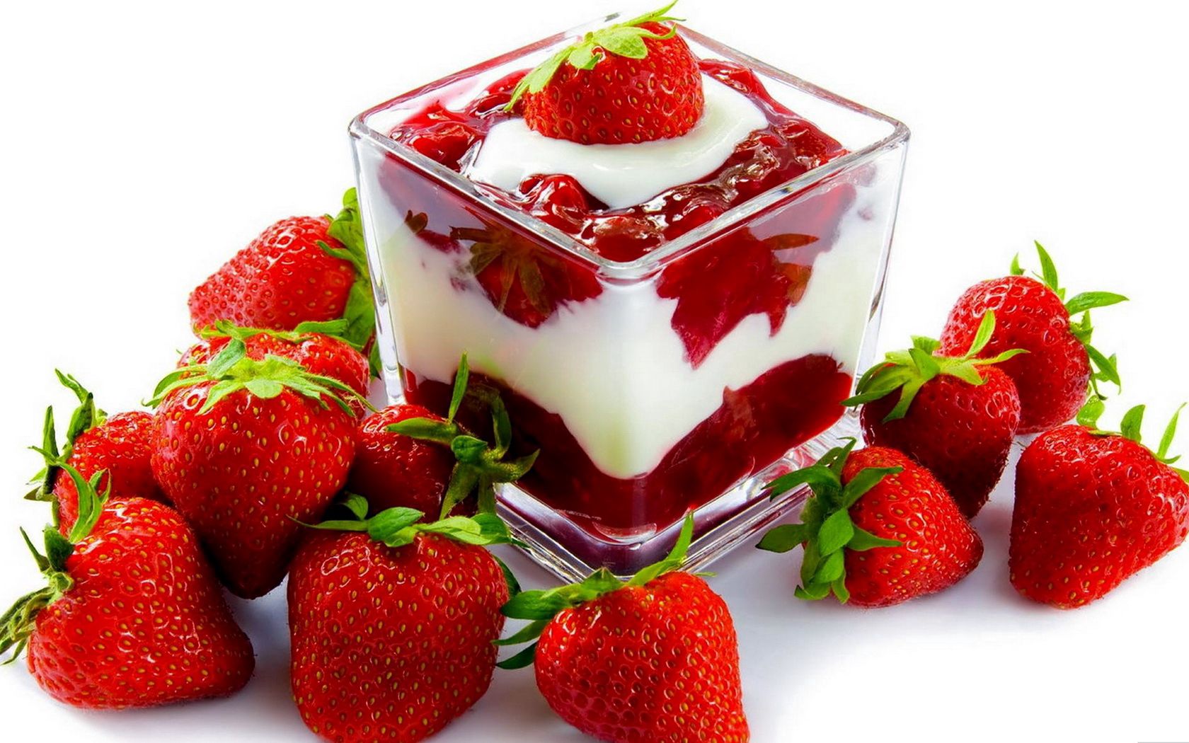 cream, strawberry, food, desert, layers, berry 8K