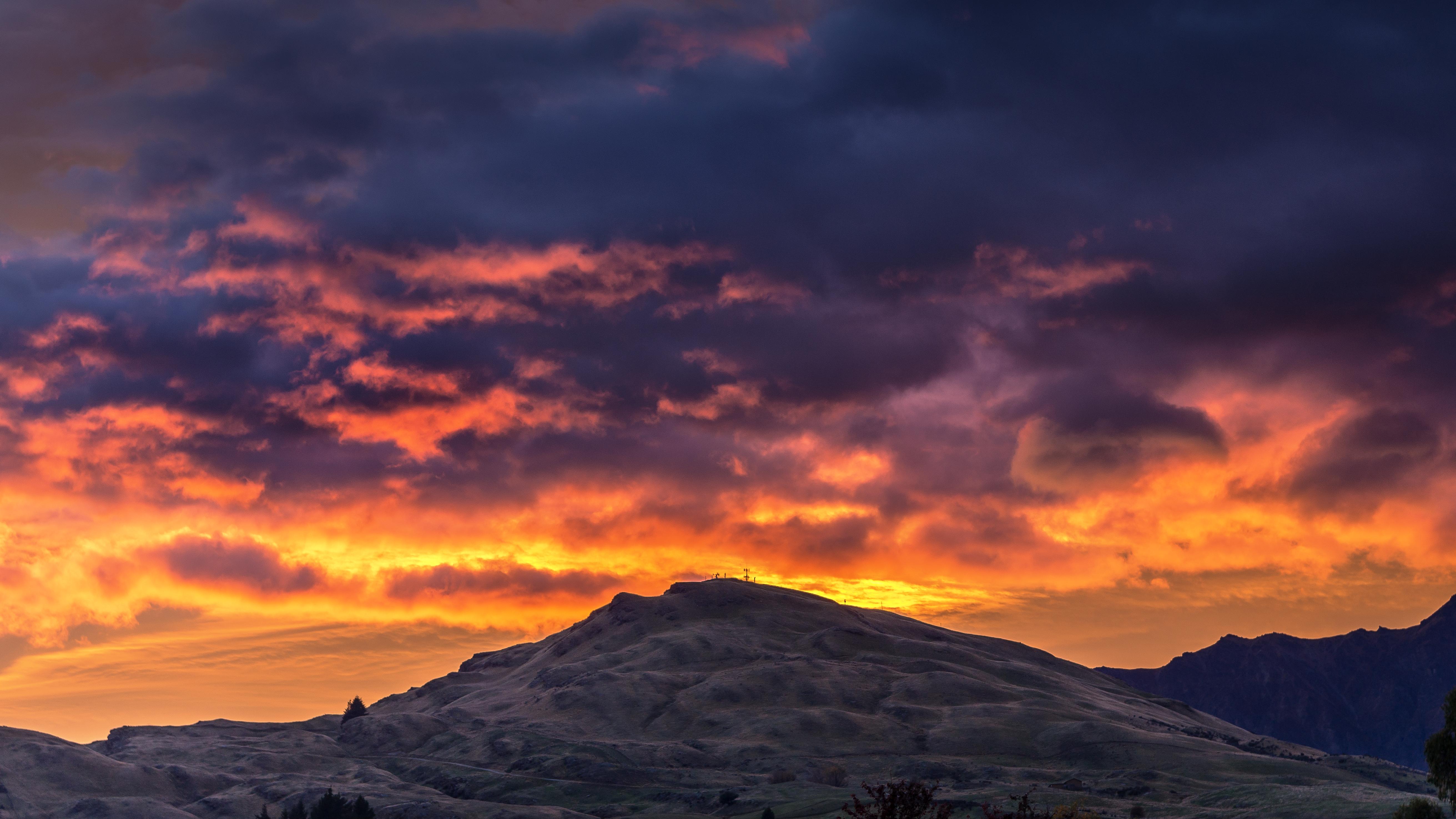 92307 Hintergrundbild herunterladen natur, sunset, clouds, berg, neuseeland, queenstown - Bildschirmschoner und Bilder kostenlos