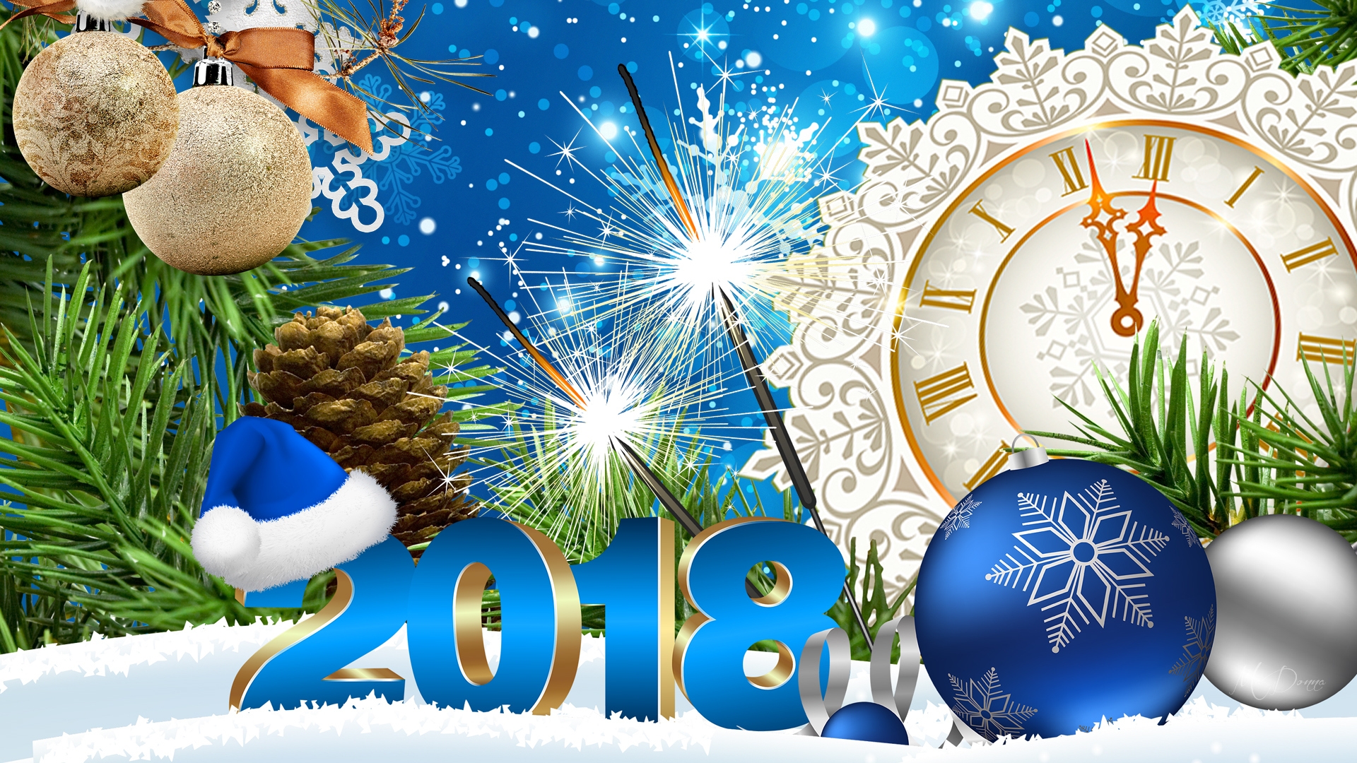 holiday, blue, new year, santa hat collection of HD images