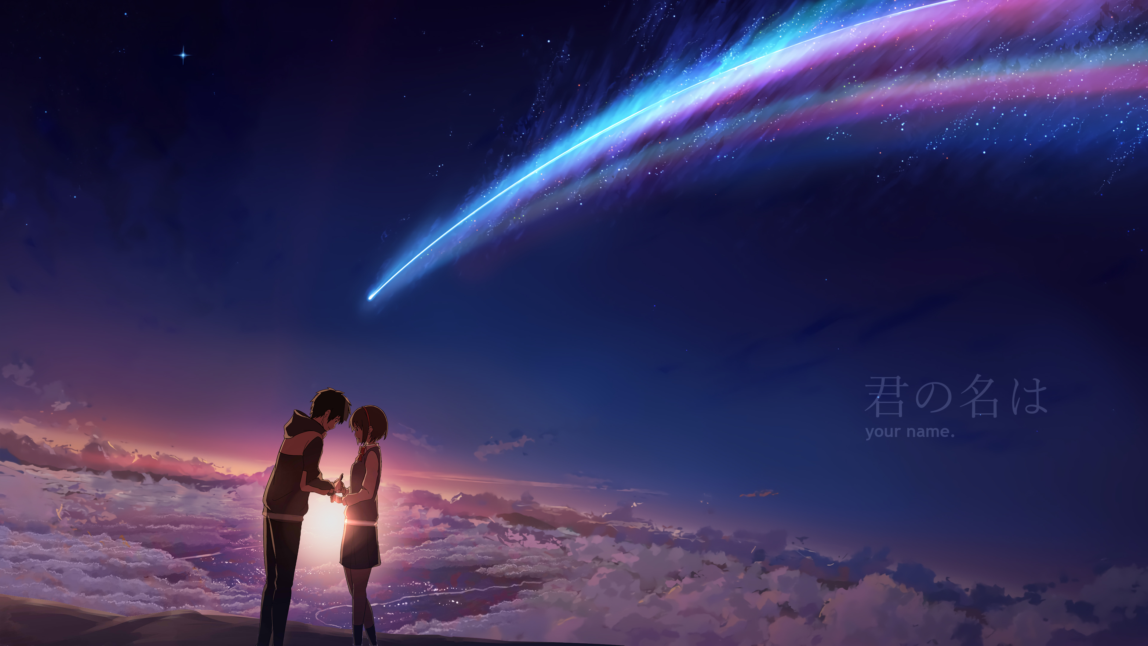 anime, sky, your name, comet, cloud, kimi no na wa, mitsuha miyamizu, scenic, taki tachibana QHD