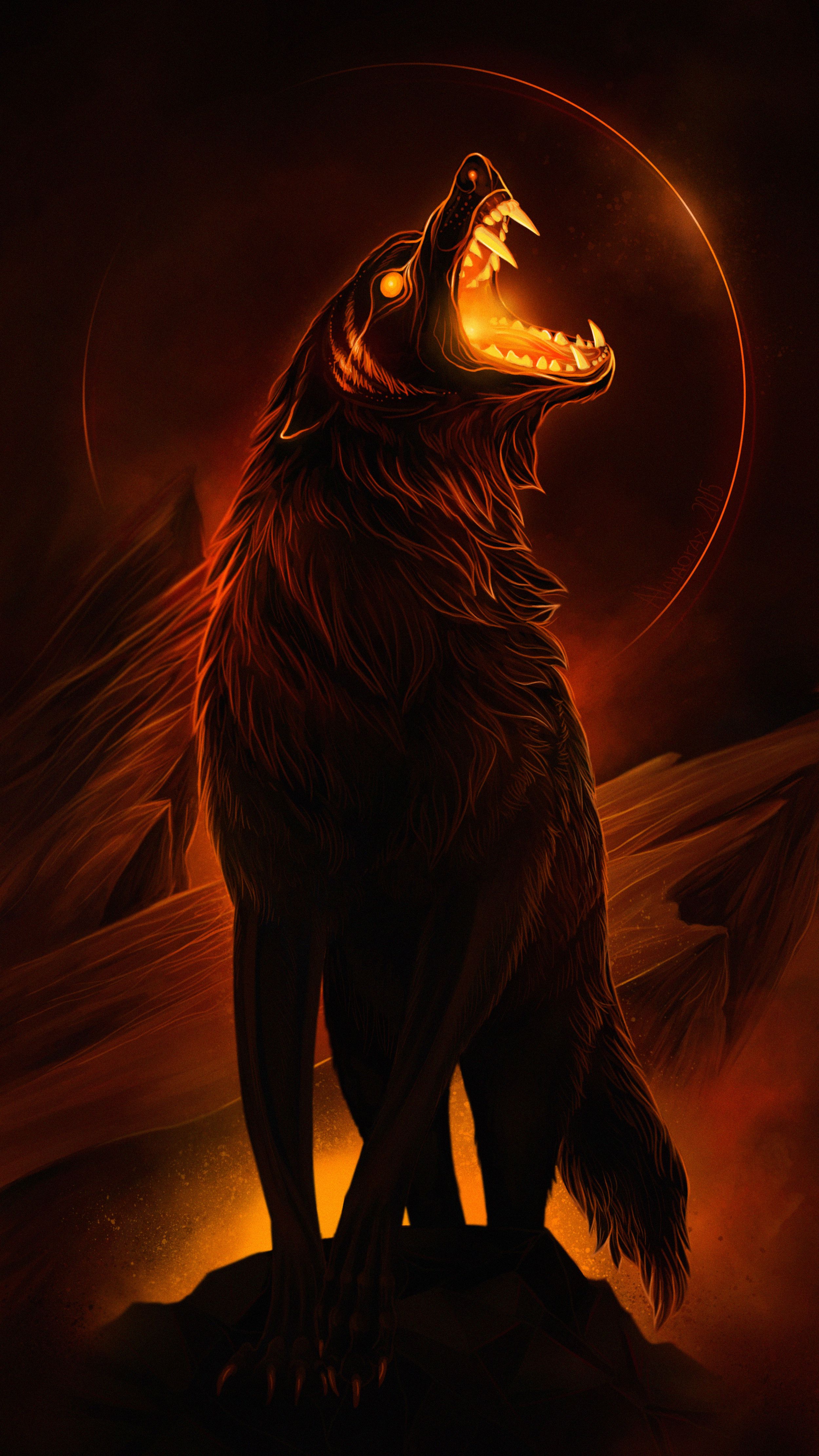 dark, art, grin, predator, wolf QHD