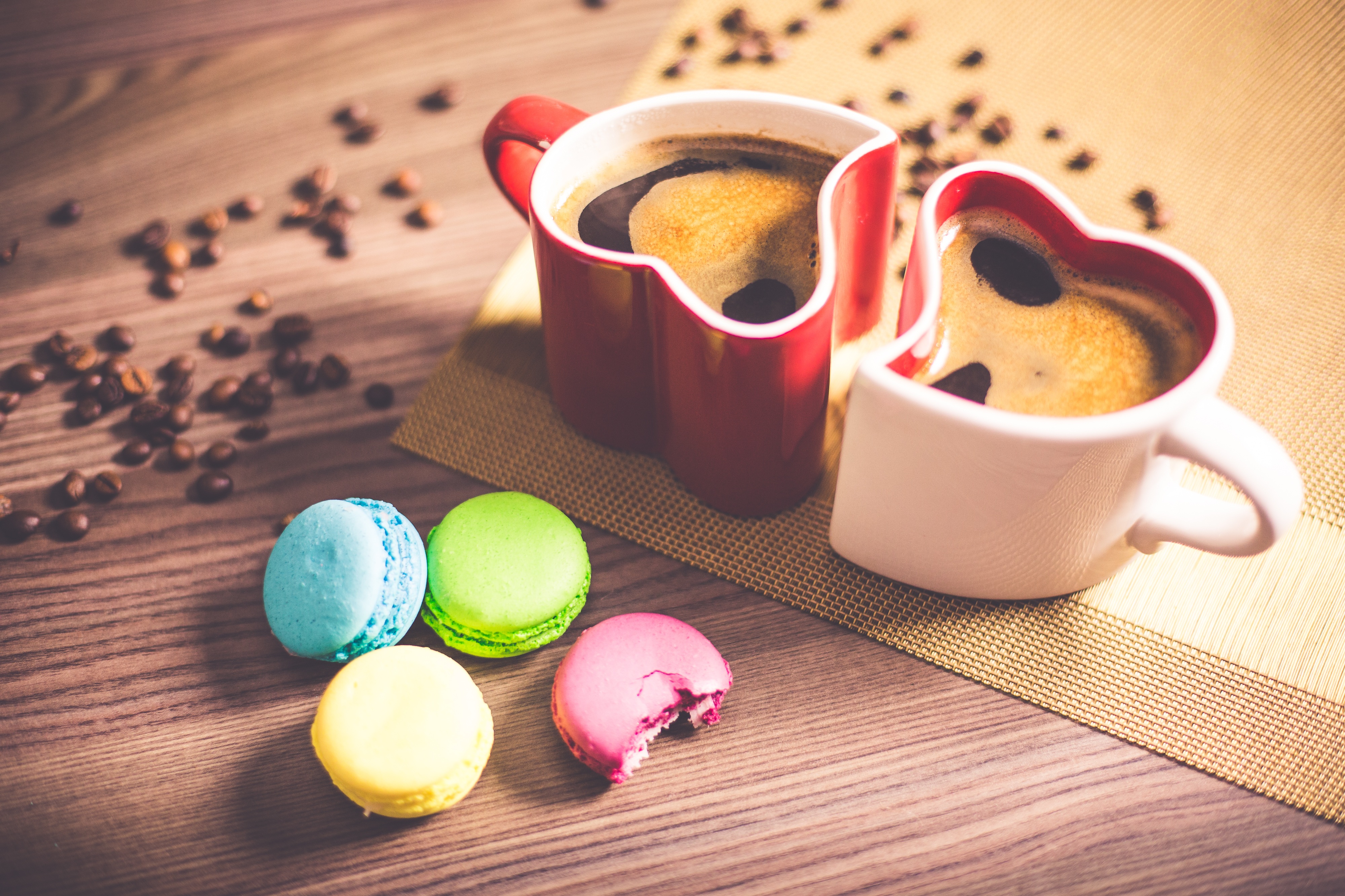 coffee, makaroons, macaroons, cookies collection of HD images