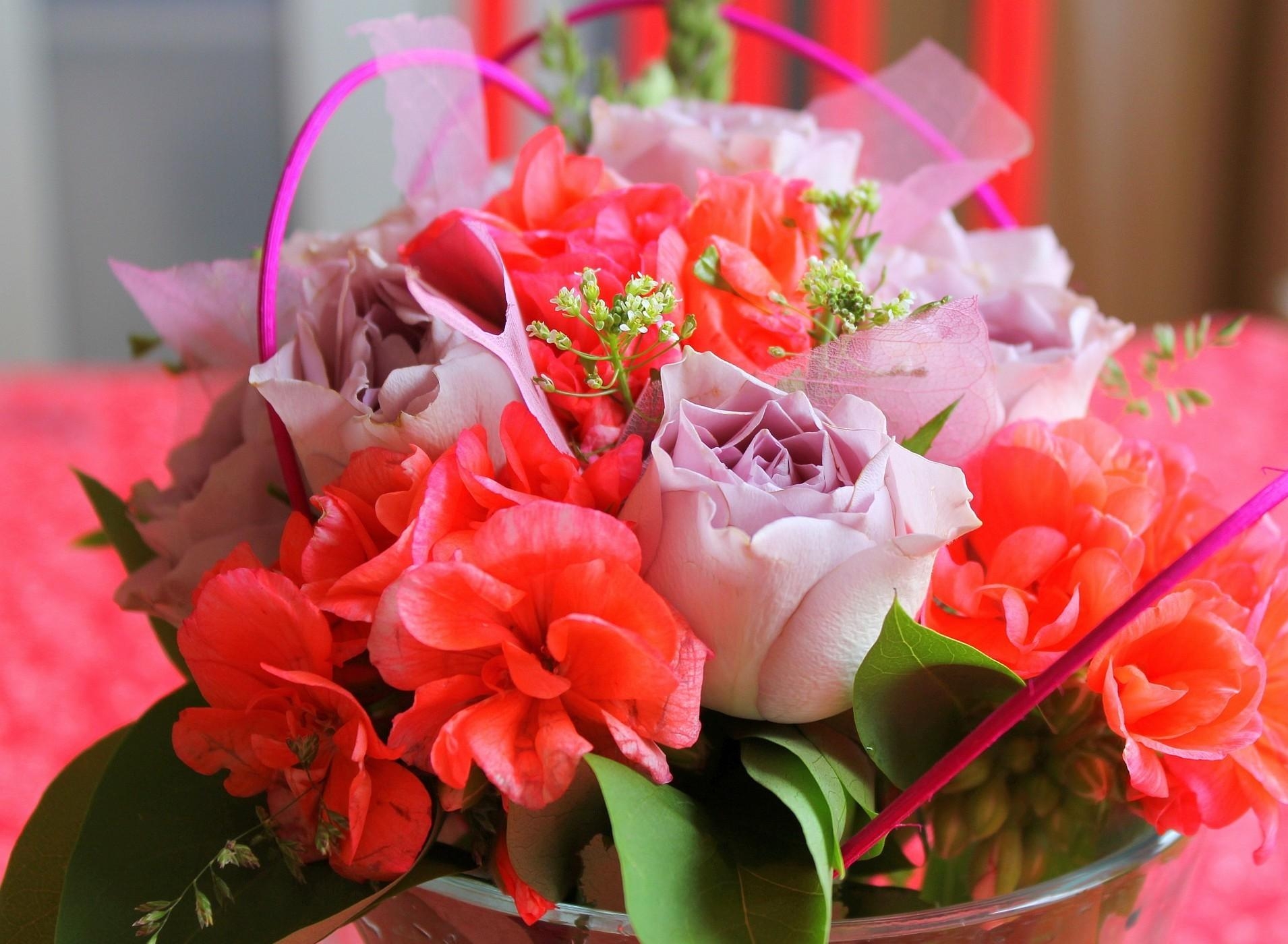 flowers, bouquet, roses, leaves download for free
