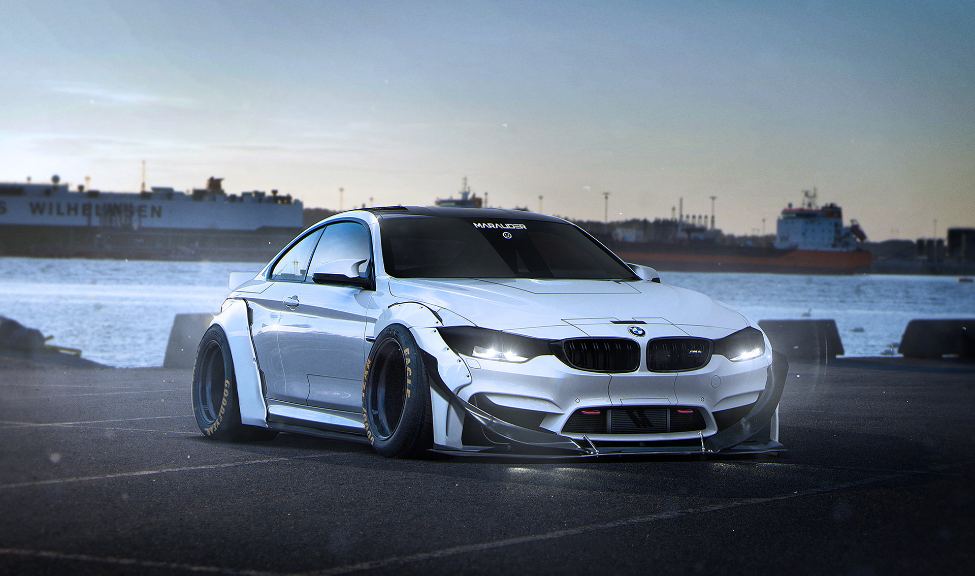 115822 download wallpaper tuning, bmw, cars, white, side view, m4, marauder screensavers and pictures for free