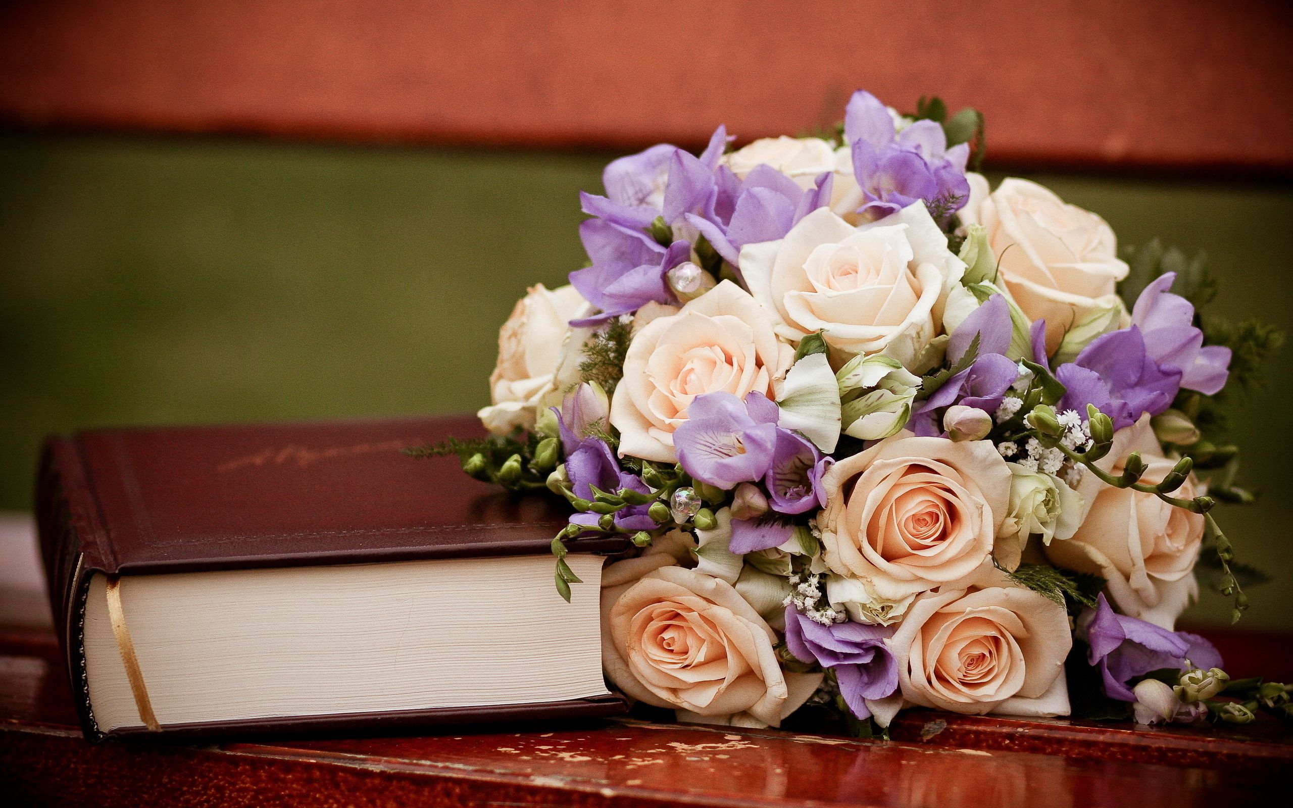 notepad, bouquet, roses, registration Panoramic Wallpapers