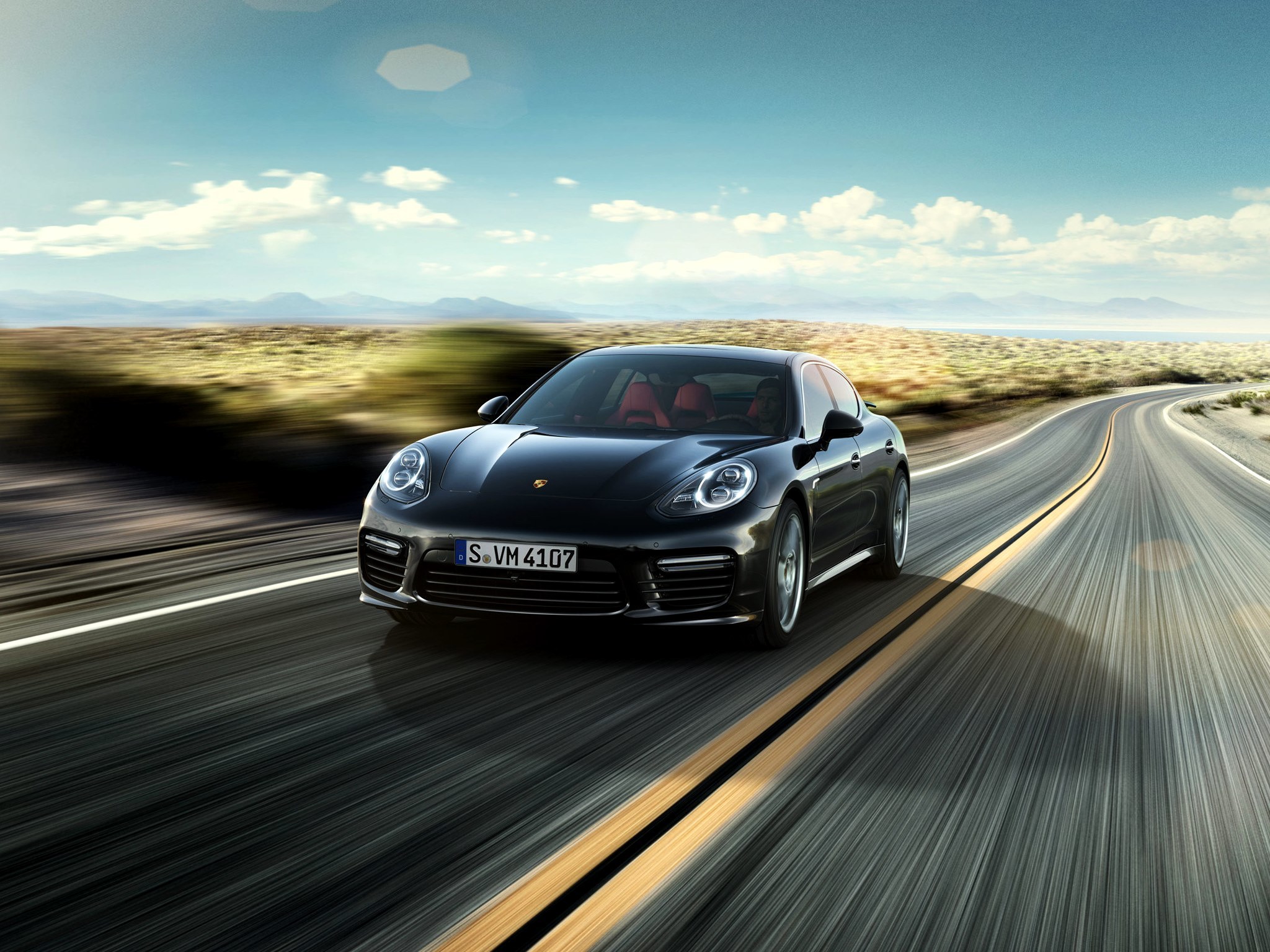 Handy-Wallpaper Porsche, Cars, Das Schwarze, Geschwindigkeit, Panamera kostenlos herunterladen.