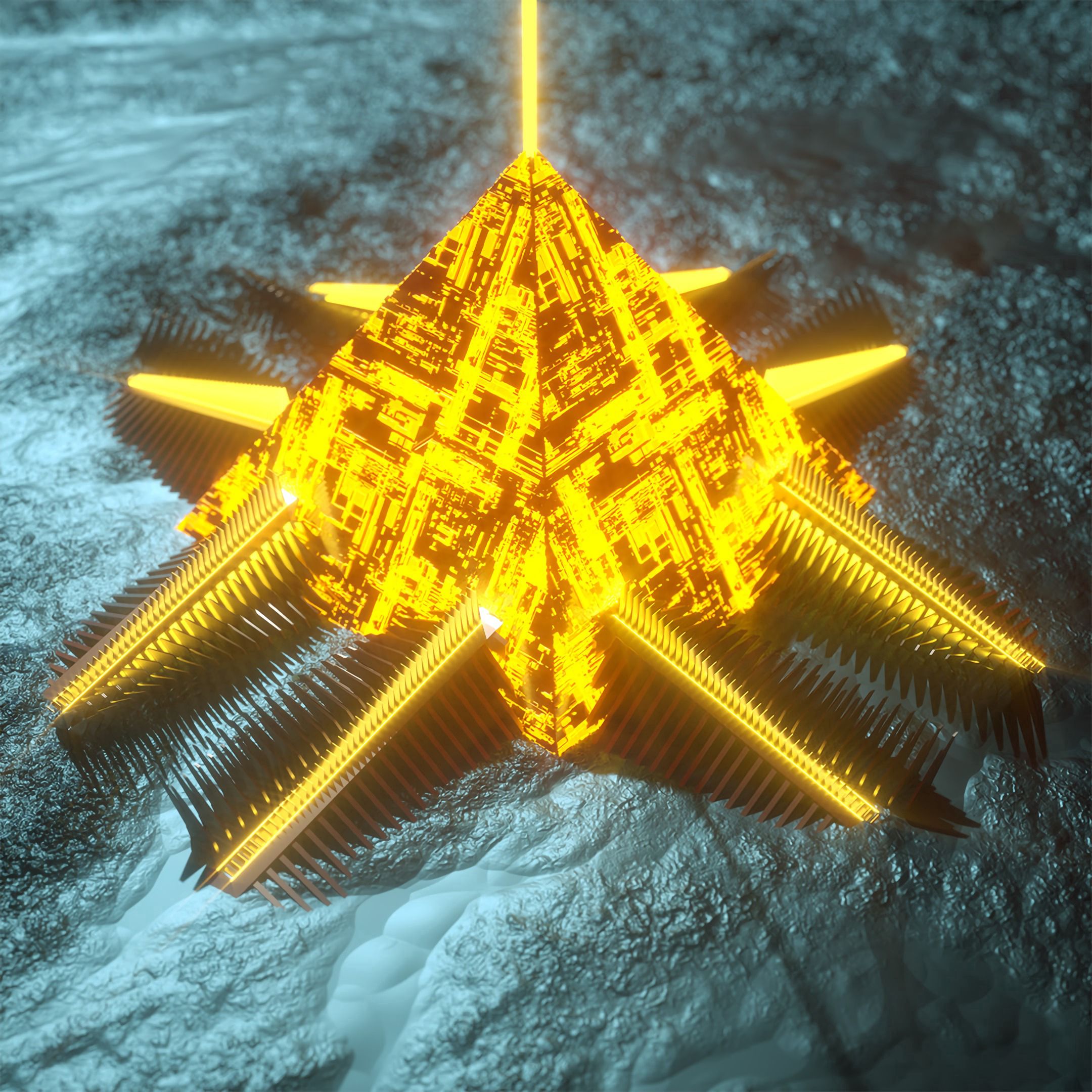 android 3d, glow, neon, bright, pyramid