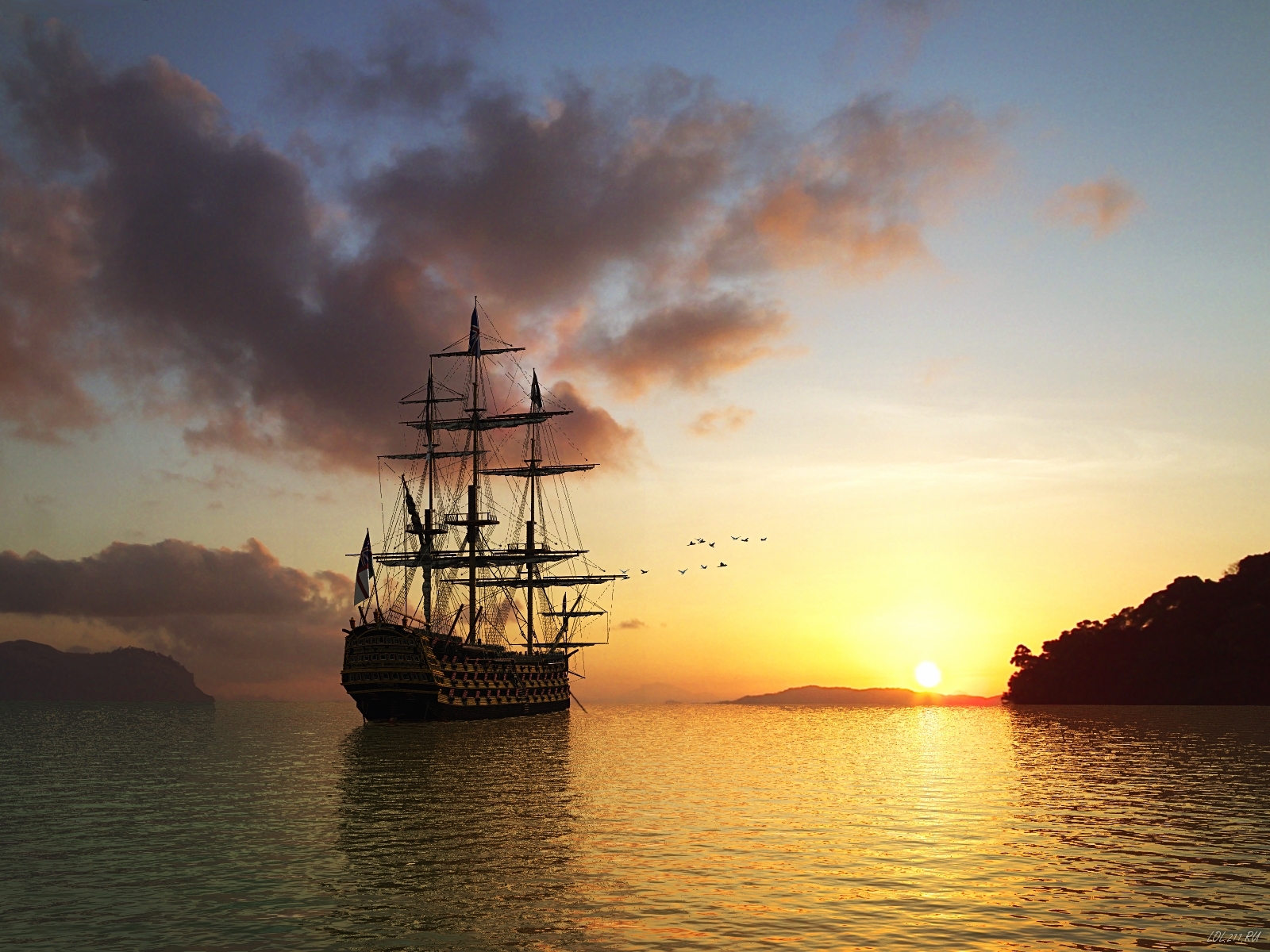 16877 скачать обои корабли, пейзаж, закат, море - заставки и картинки бесплатно