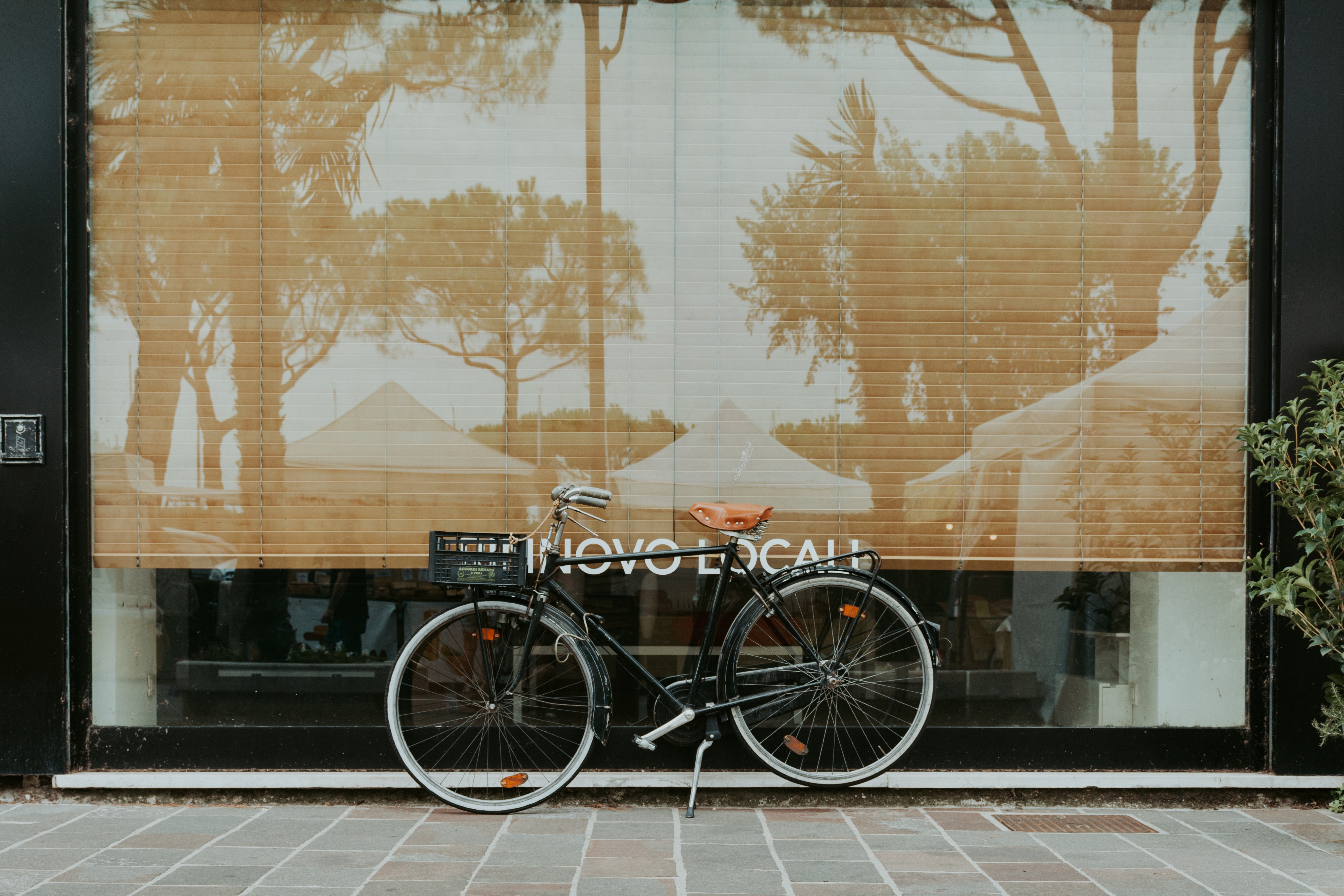 80535 Screensavers and Wallpapers Bicycle for phone. Download facade, reflection, miscellanea, miscellaneous, street, bicycle, elevation pictures for free