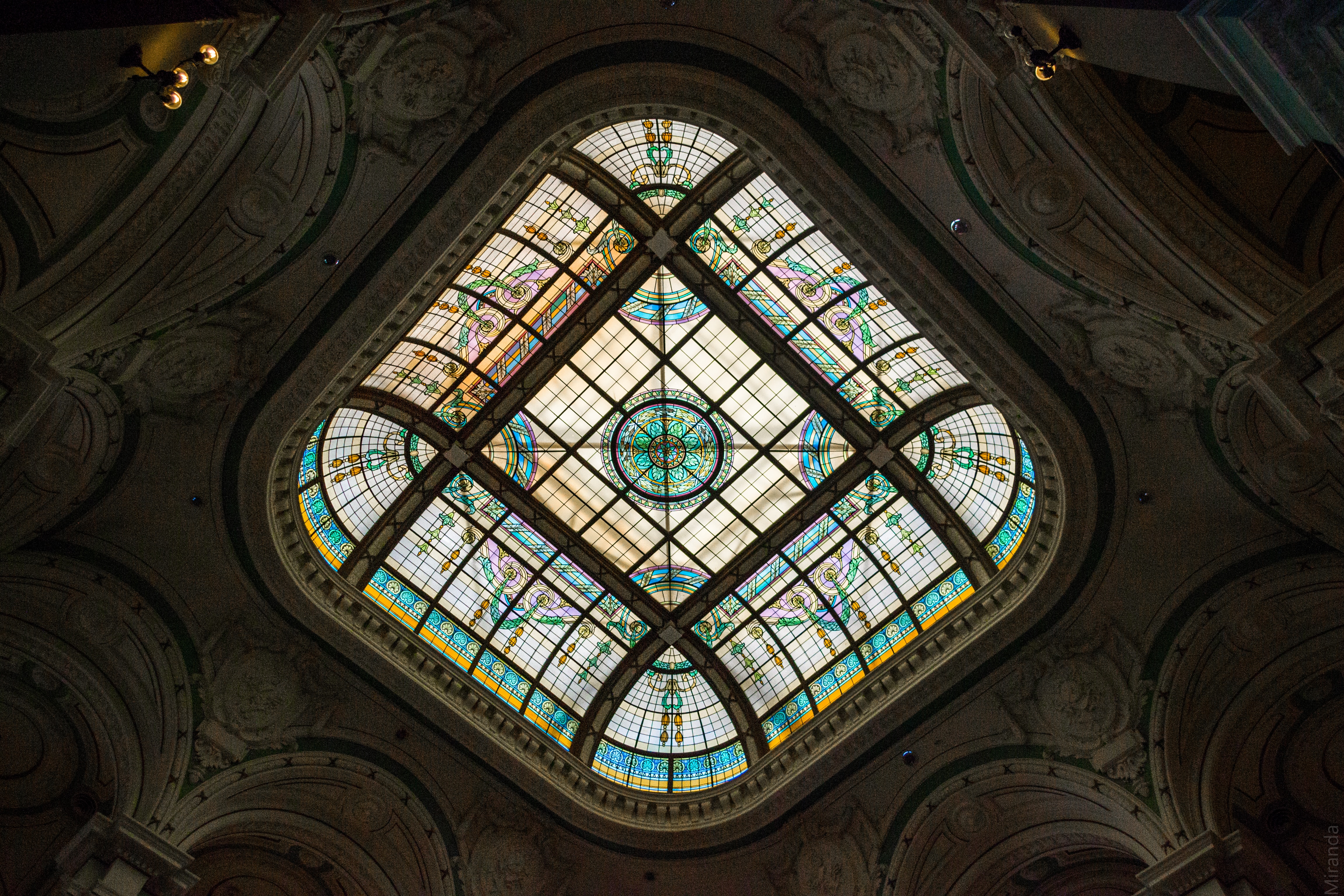stained glass, architecture, patterns, miscellanea, miscellaneous, dome, ceiling, curtain wall