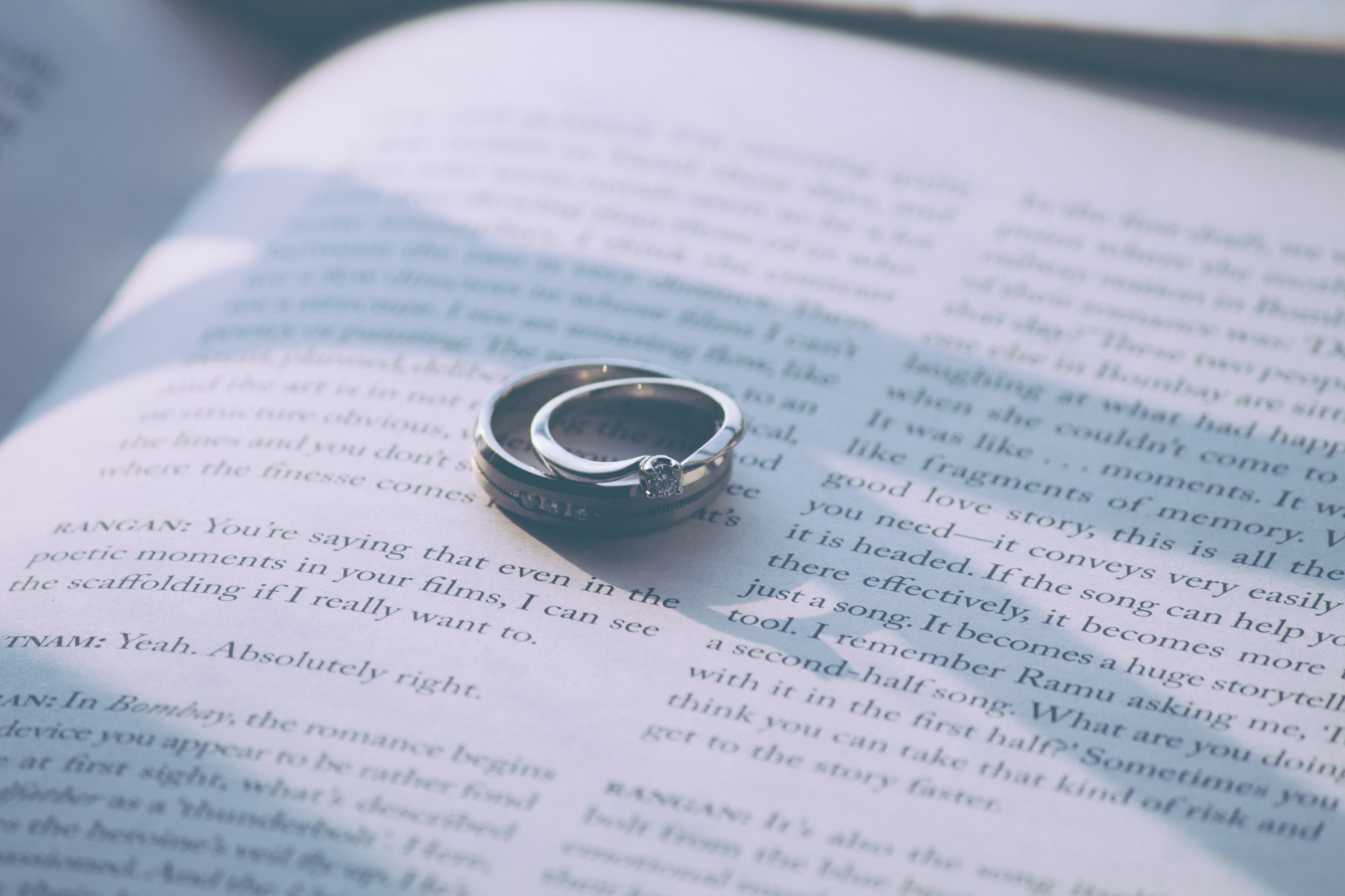 love, rings, couple, pair, wedding rings, book 4K Ultra