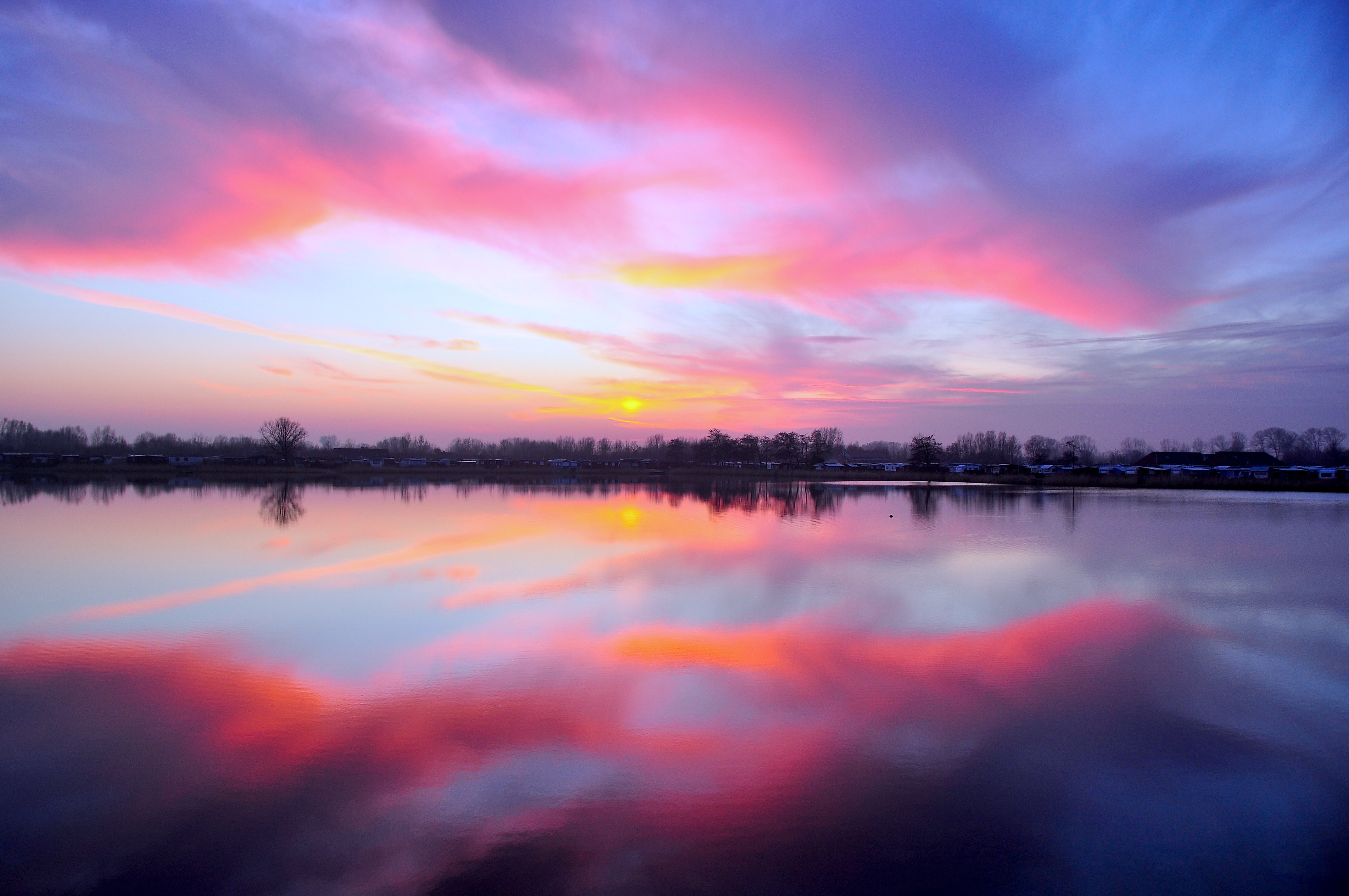 Smartphone Background sunset, lake, nature, cuxhaven