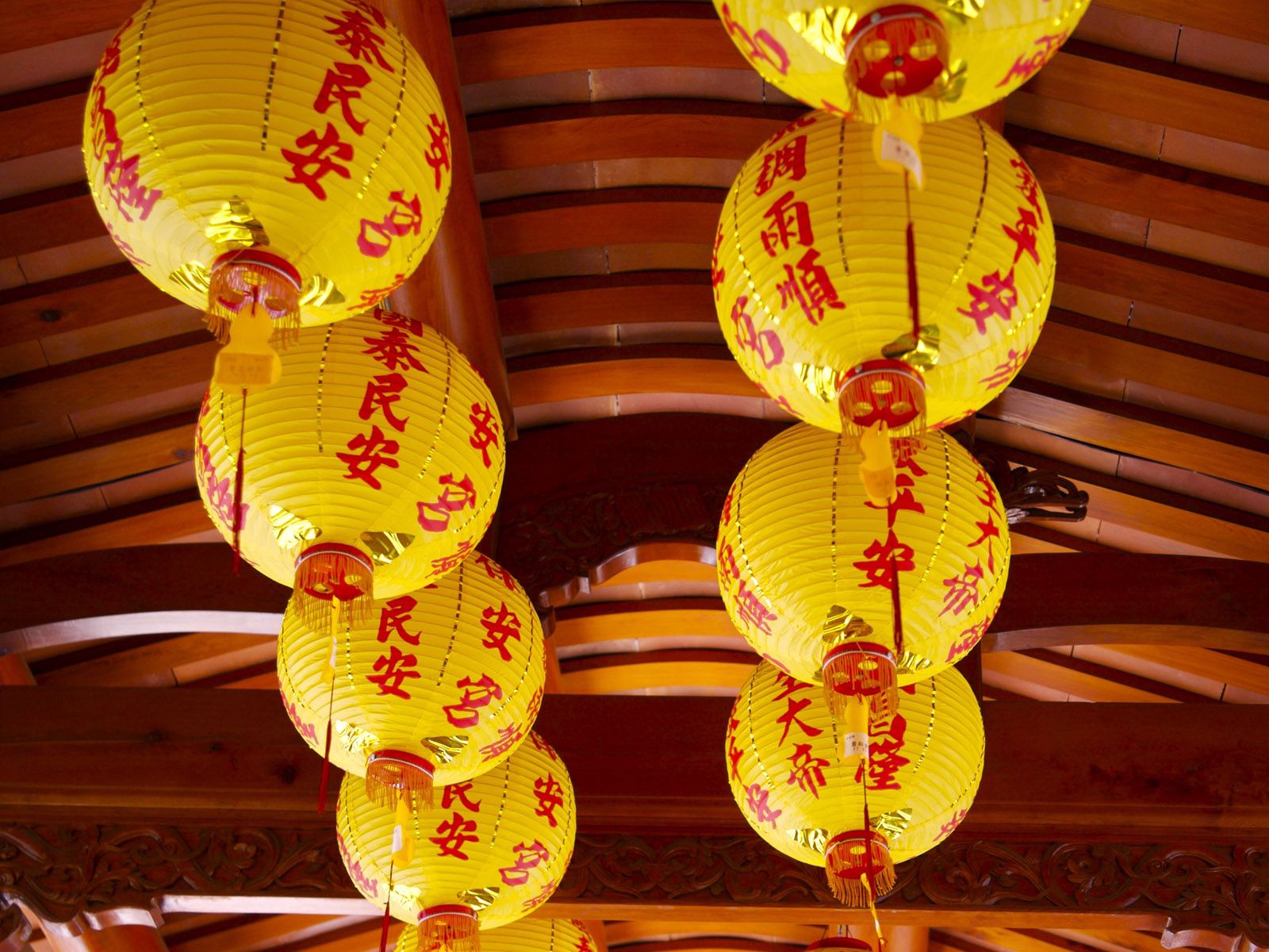 chinese lanterns, yellow, miscellaneous, miscellanea Square Wallpapers