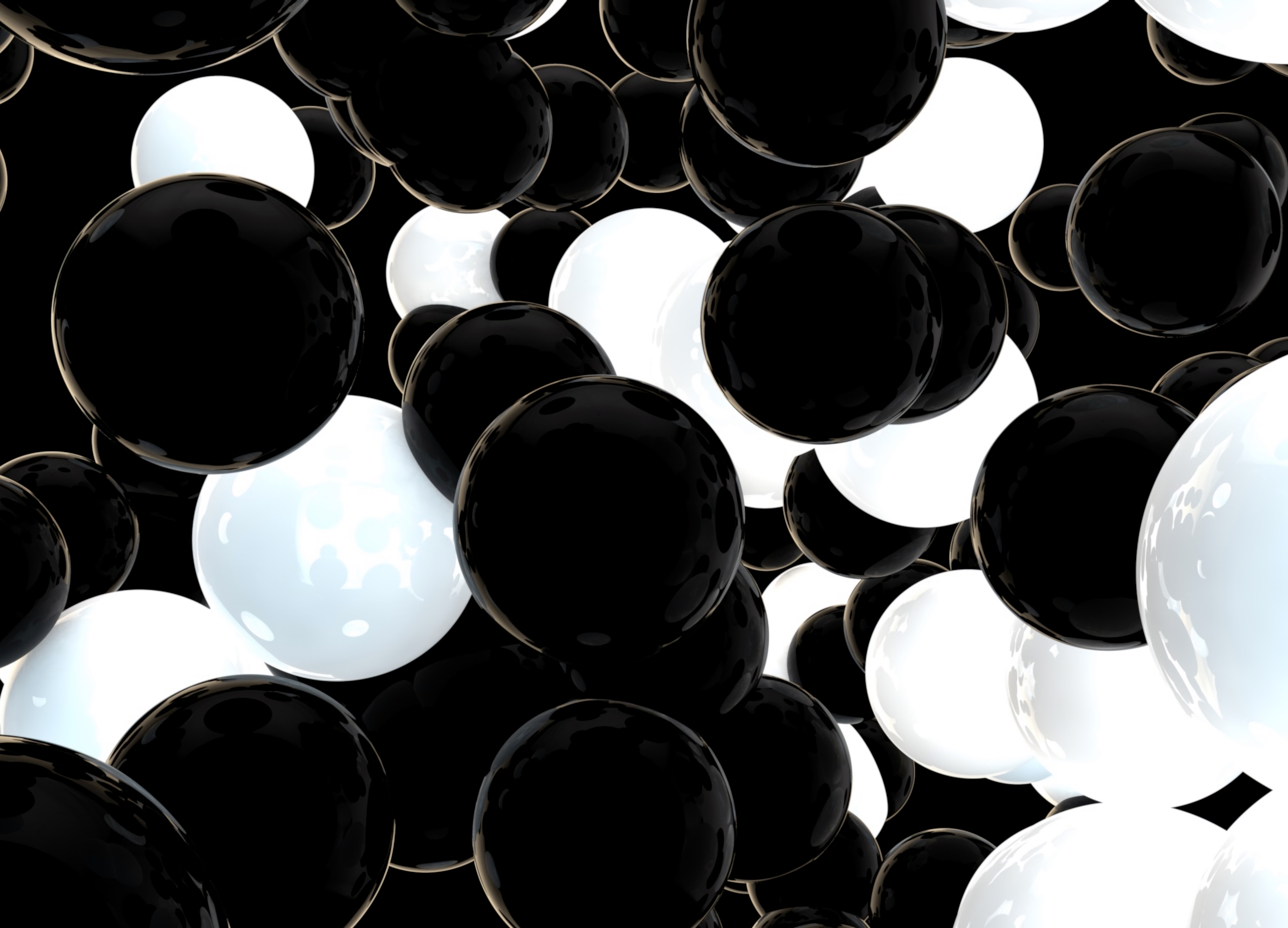 black, white, 3d, balls, sphere, spheres