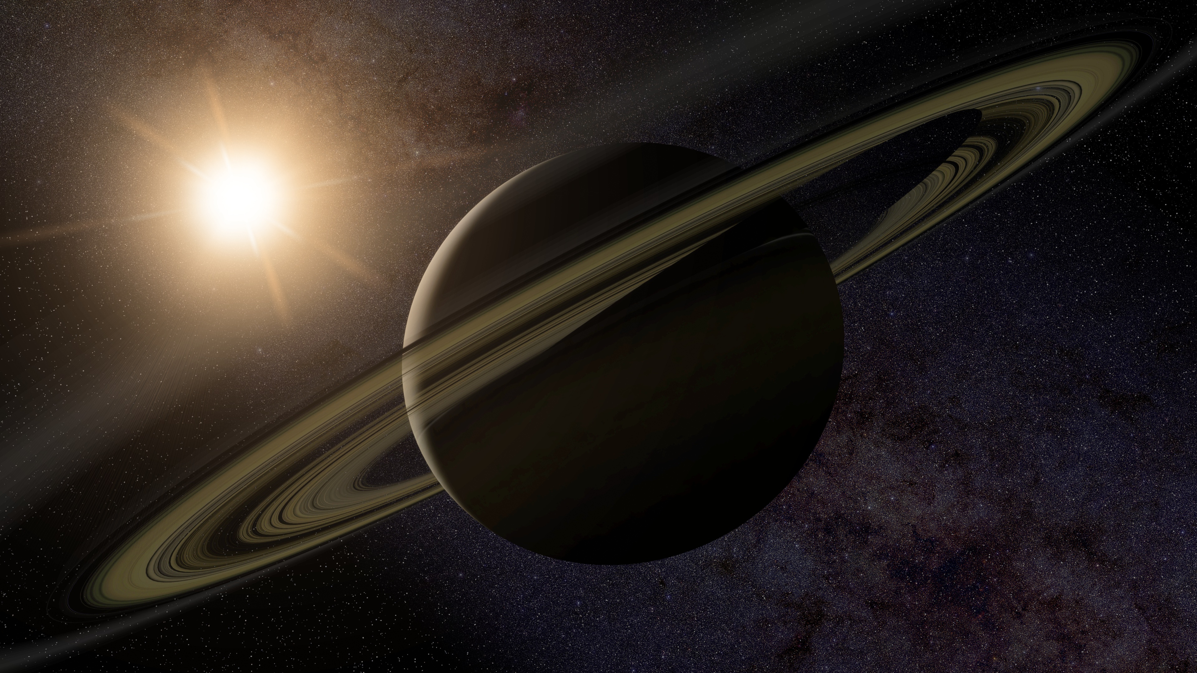 sun, planet, planetary ring, space Square Wallpapers