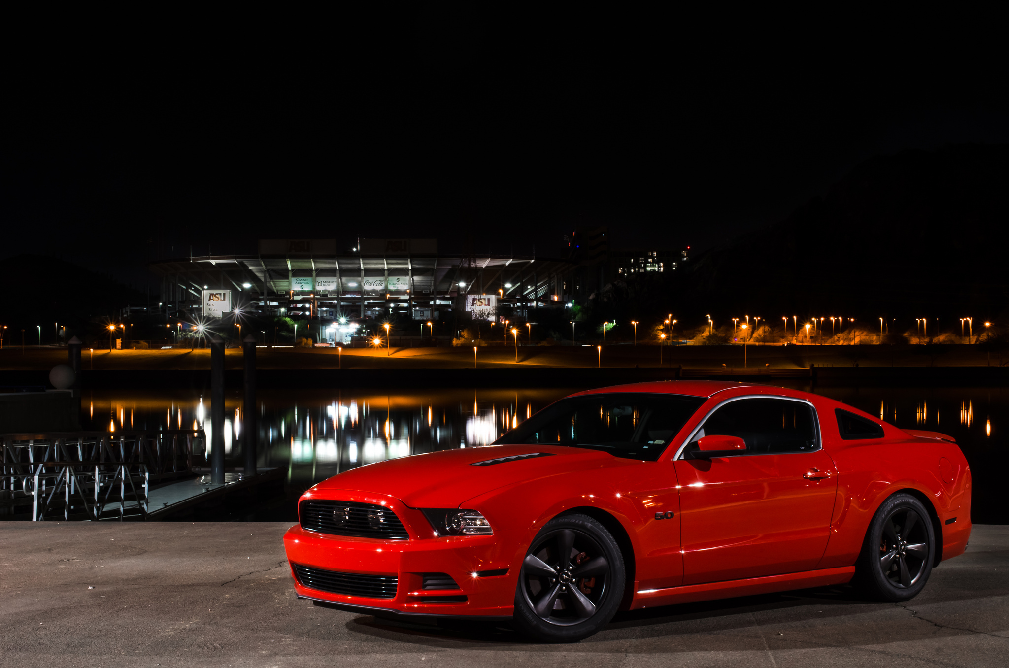 iPhone Wallpapers cars, ford, red, mustang Side View