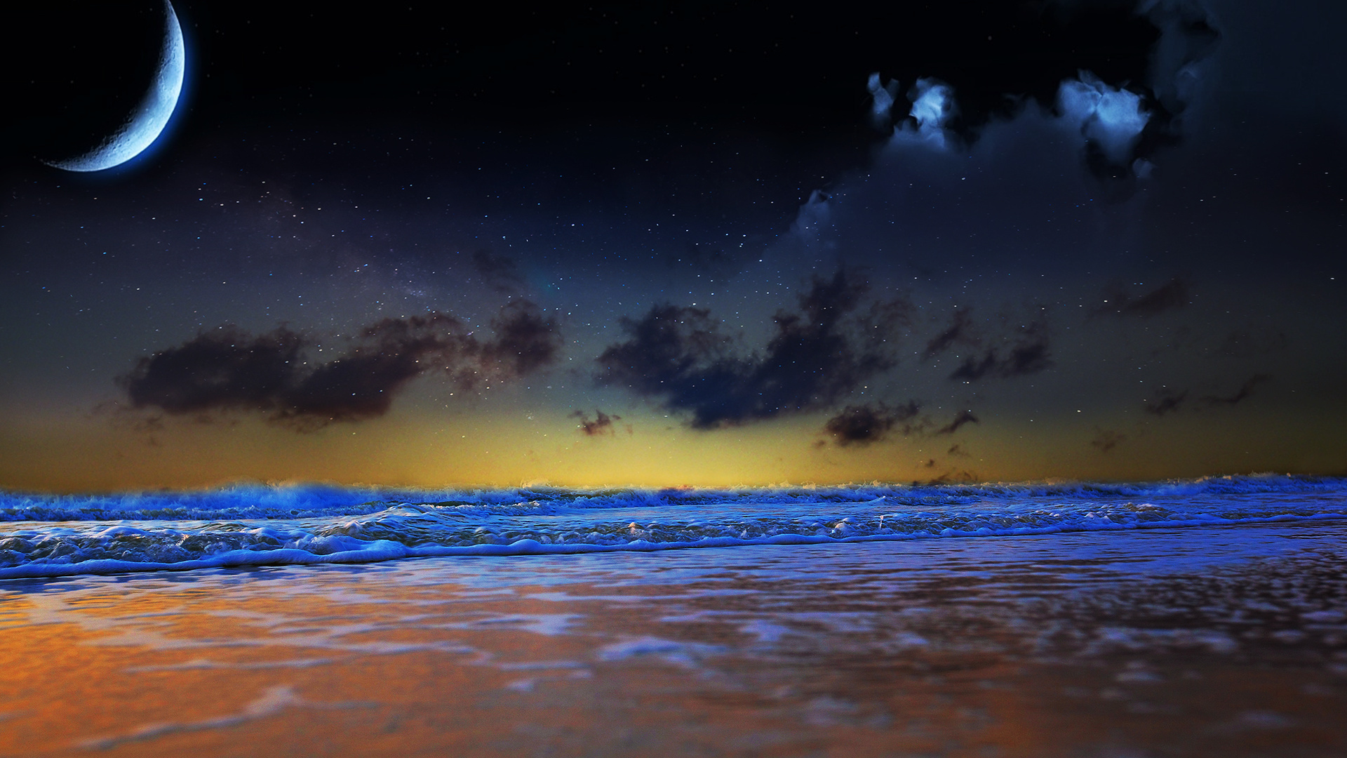 море ночной пейзаж