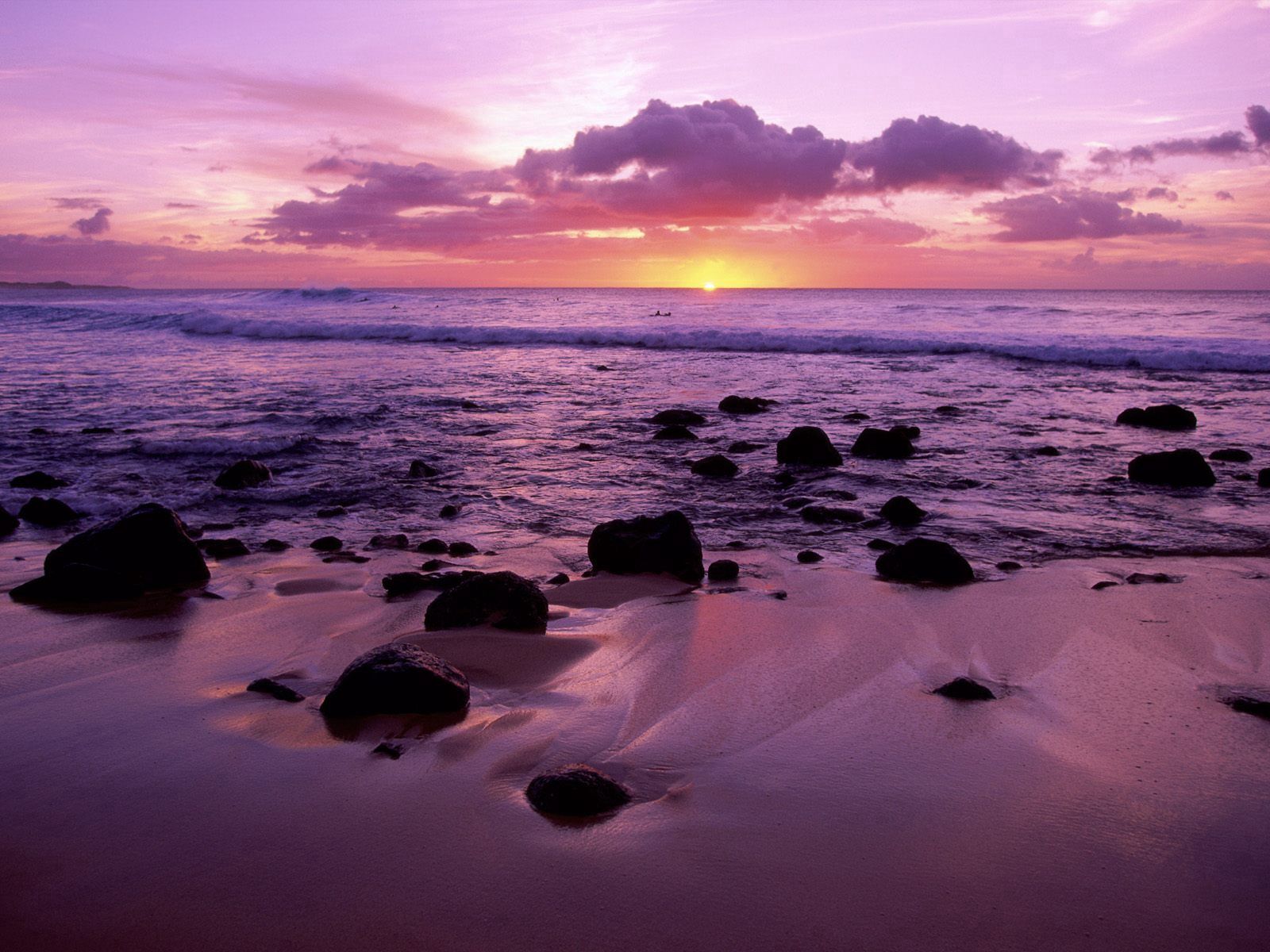 Laden Sie das Natur, Sunset, Stones, Sea, Sand, Abend, Hawaii-Bild kostenlos auf Ihren PC-Desktop herunter