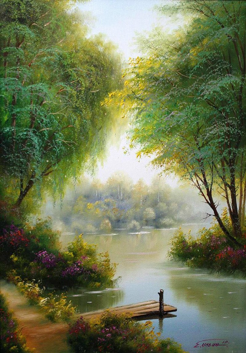 pictures, landscape, flowers, rivers, trees, art iphone wallpaper