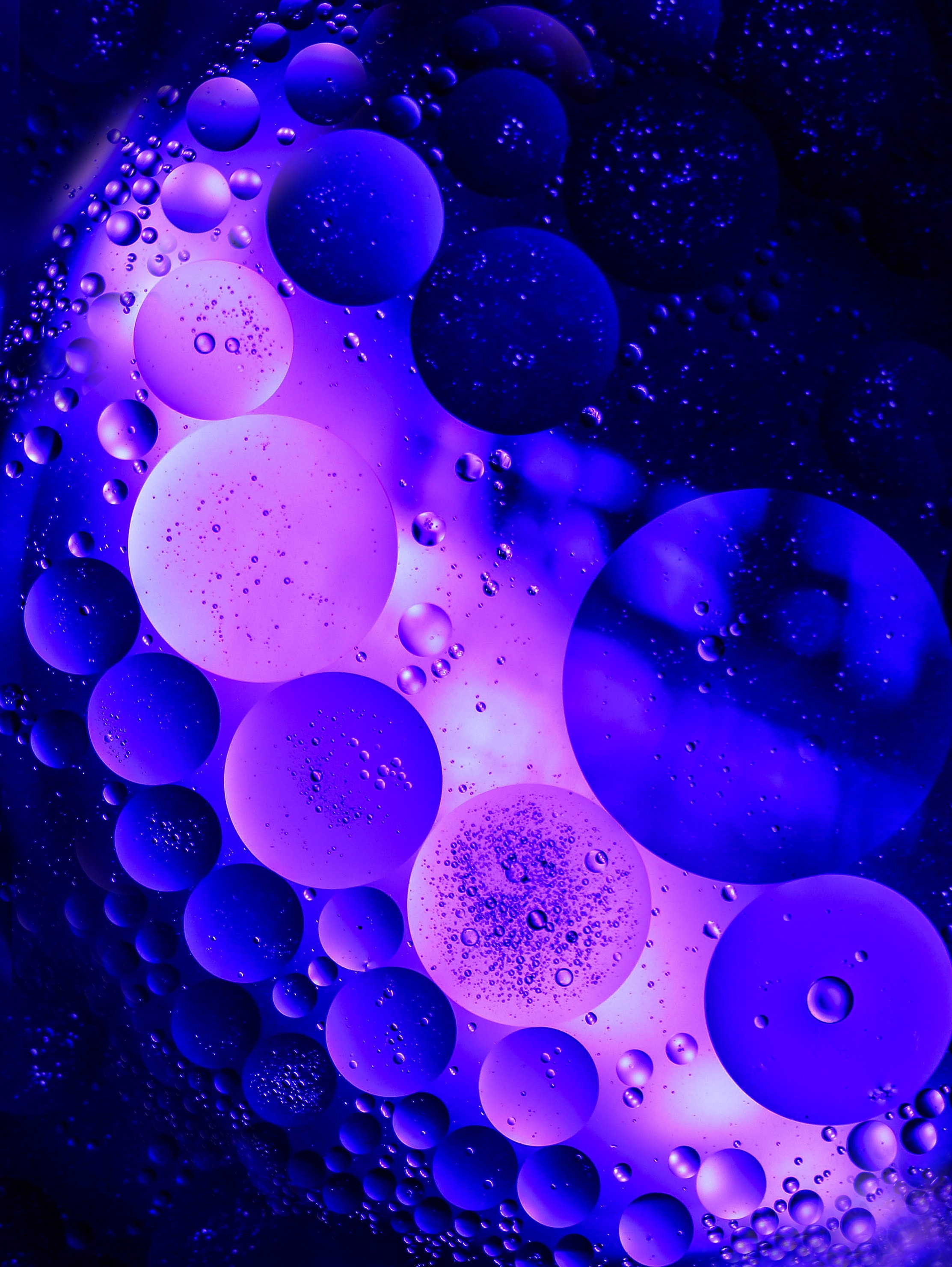132254 скачать обои фиолетовый, форма, пузыри, макро, круги, темный - заставки и картинки бесплатно