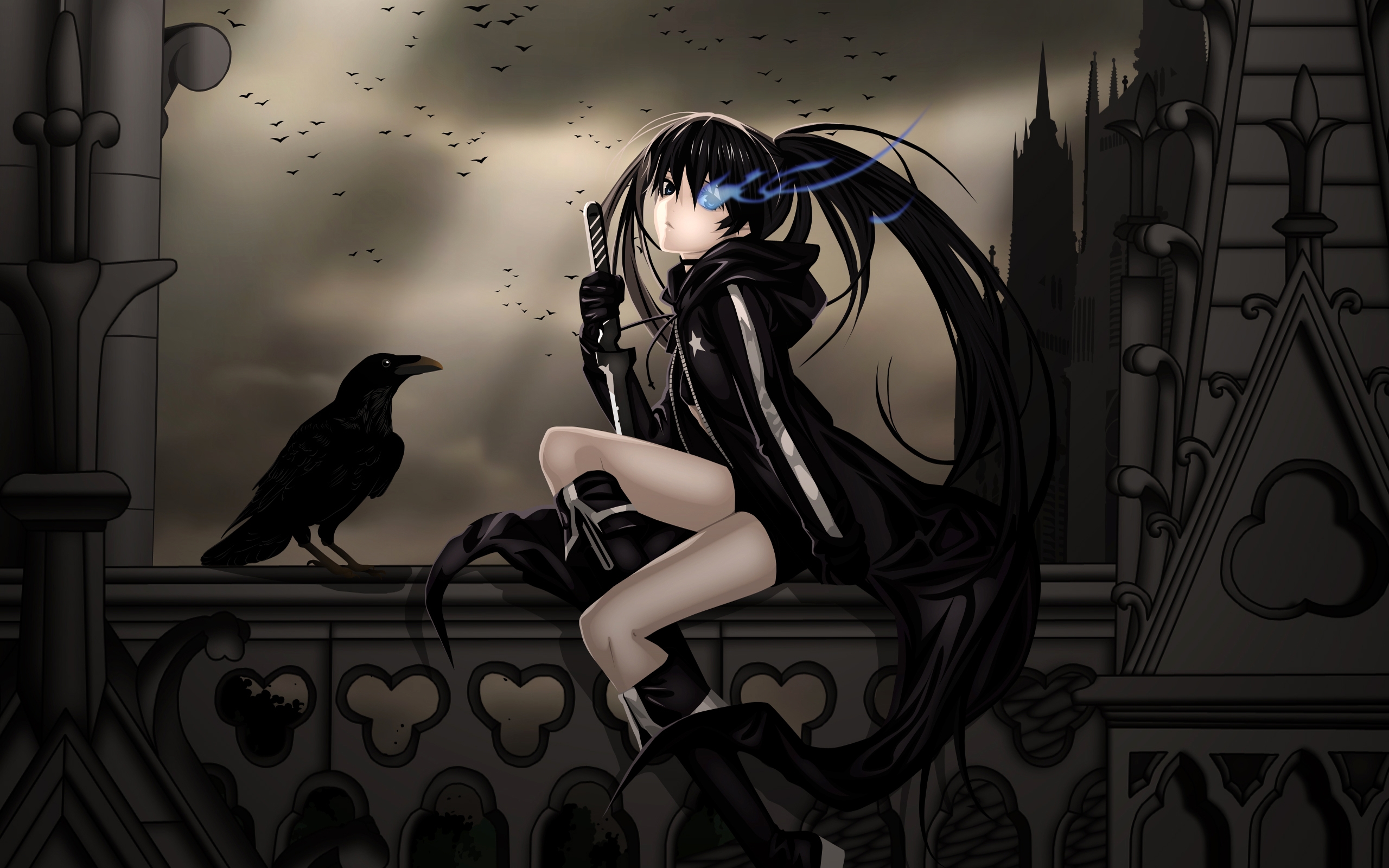 anime, girls, black rock shooter for android