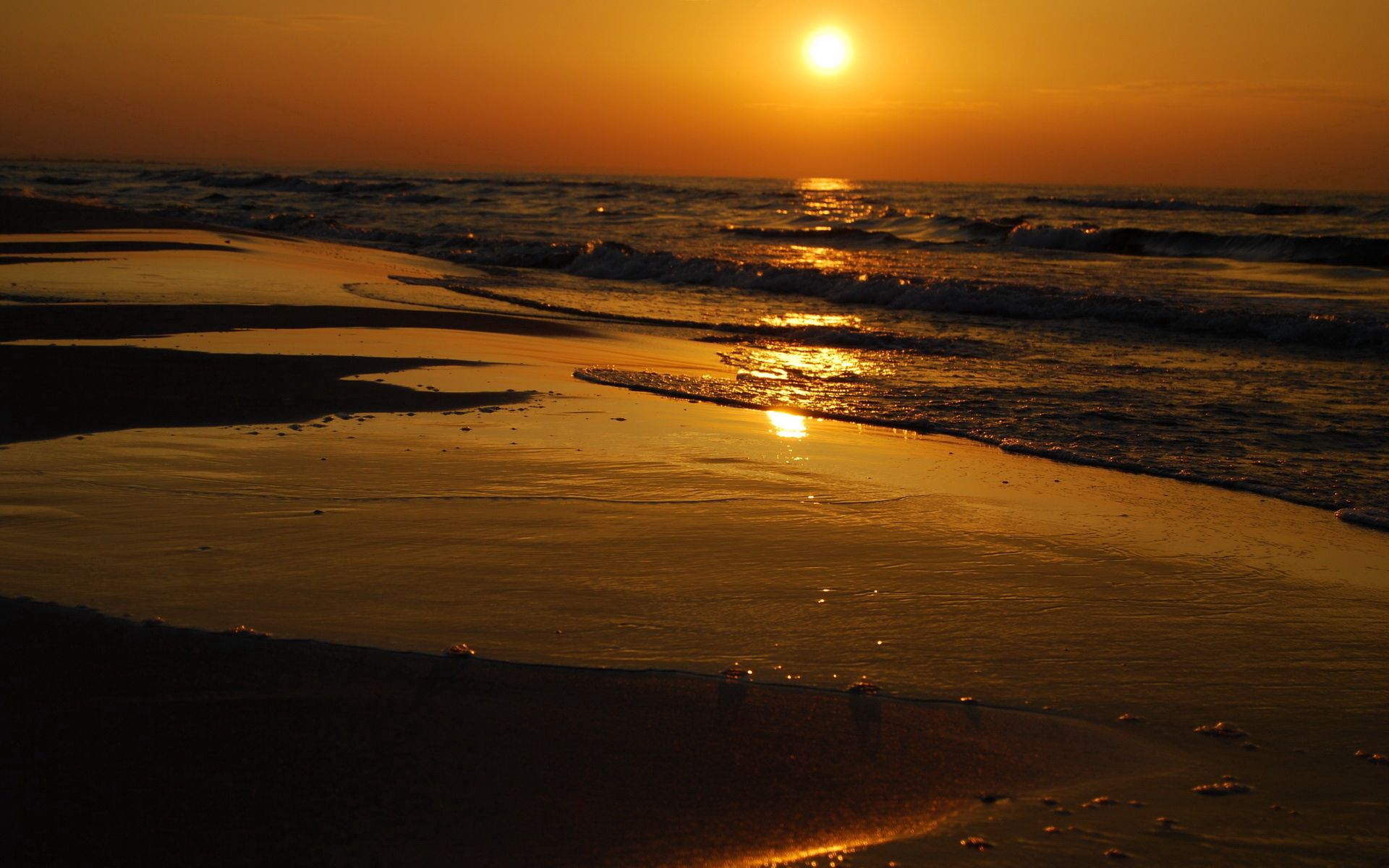 nature, sunset, sea, sun, waves, ocean, gurgling, murmur, disk, calmness, tranquillity Smartphone Background