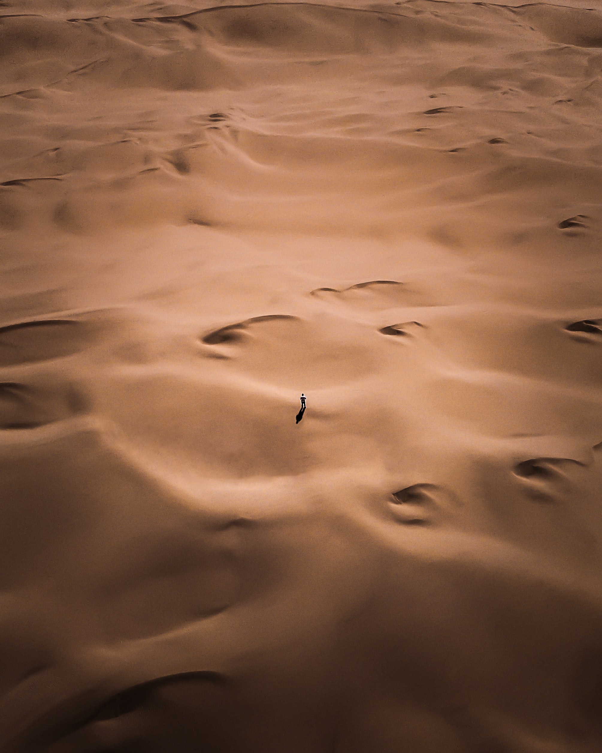 desert, sand, view from above, silhouette, miscellanea, miscellaneous, loneliness 4K Ultra