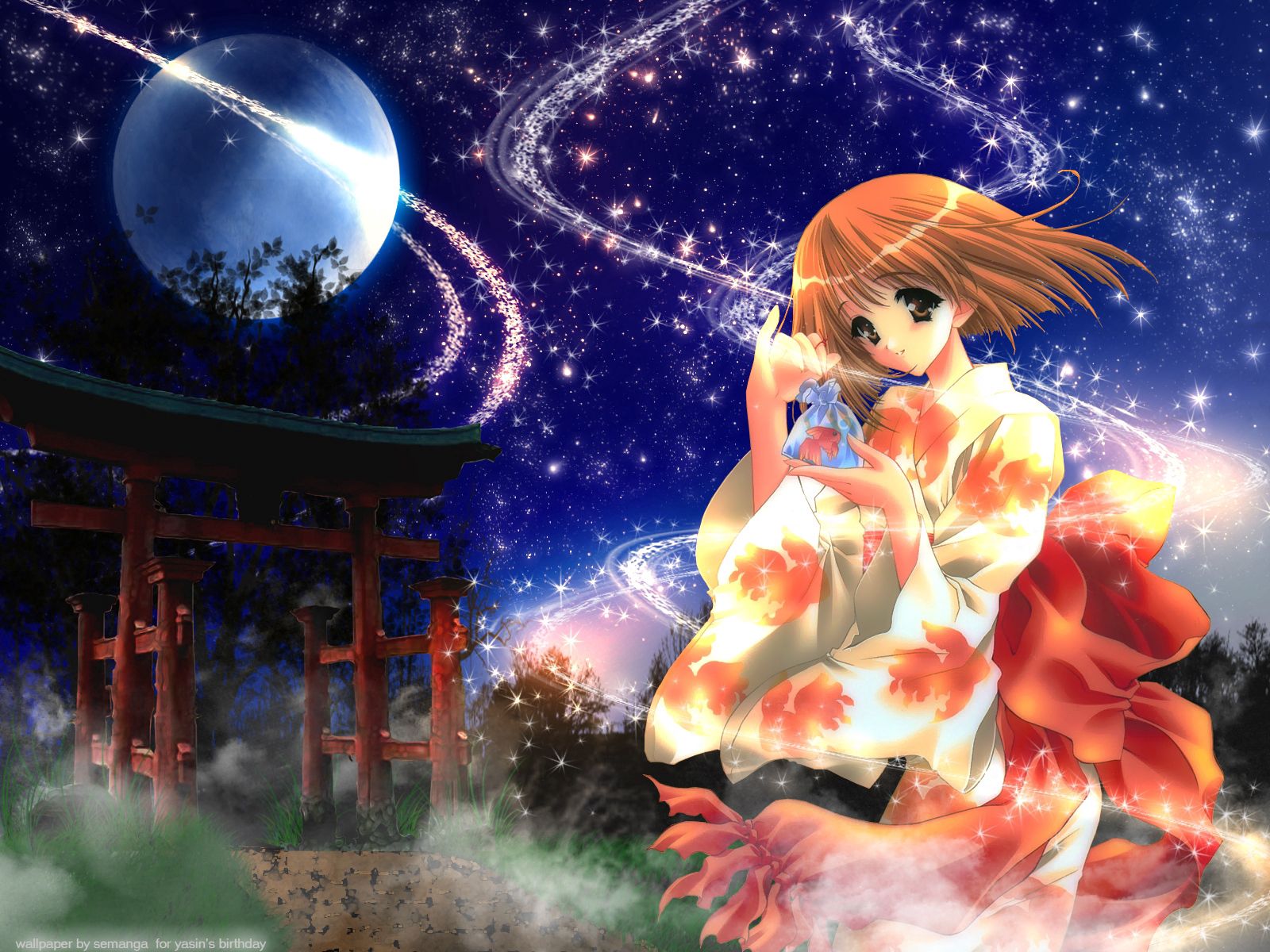 Images & Pictures anime, shining, girl Kimono