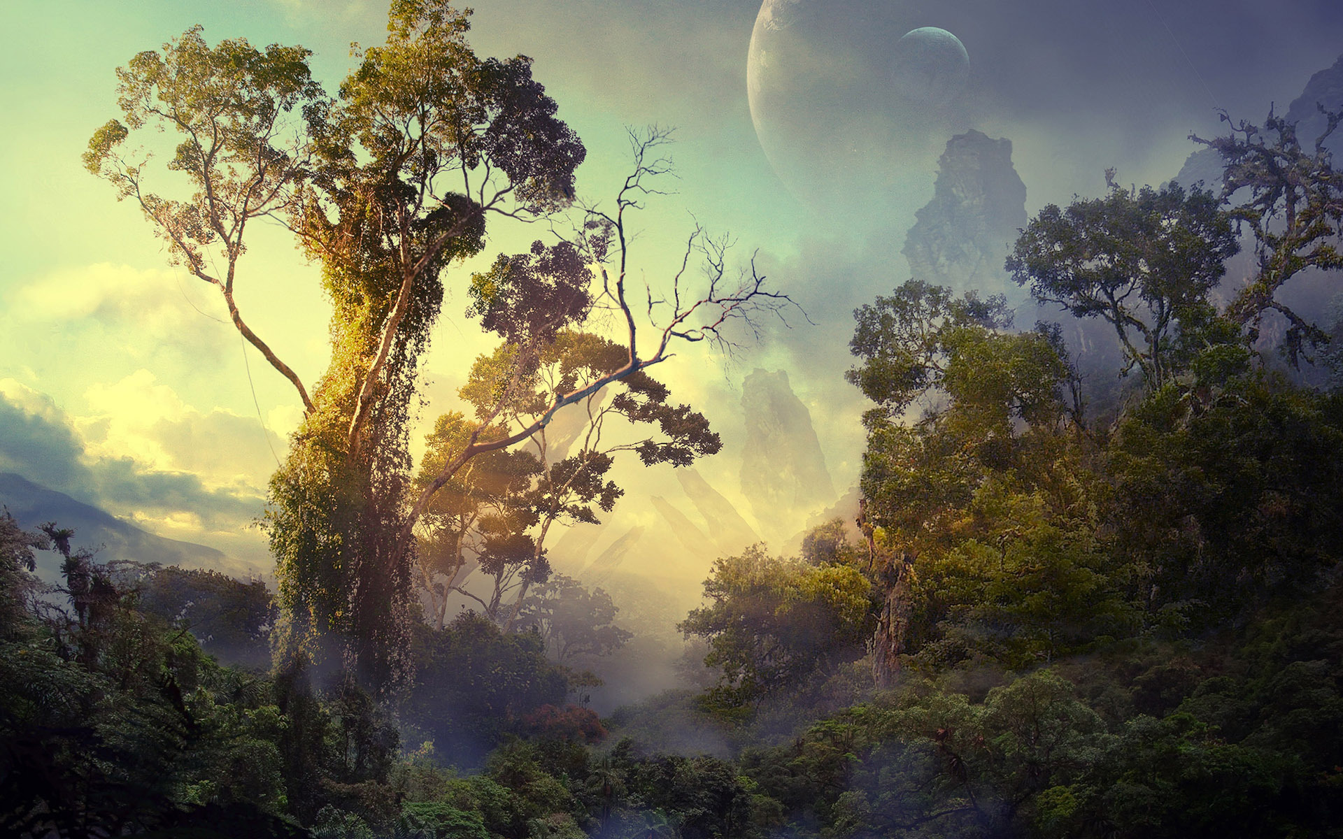 fantasy, landscape, trees cellphone