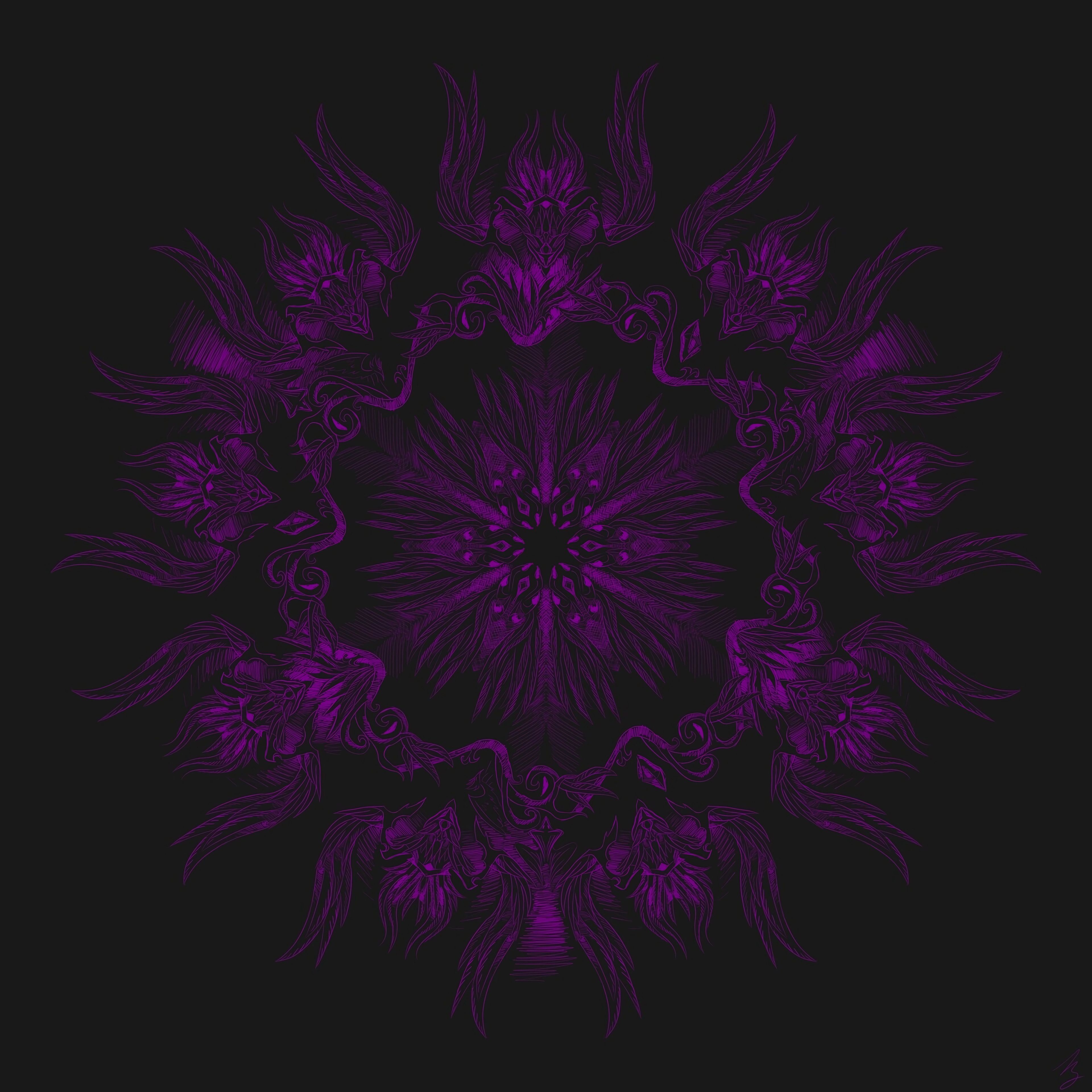 154305 Screensavers and Wallpapers Mandala for phone. Download abstract, violet, dark, pattern, purple, mandala pictures for free